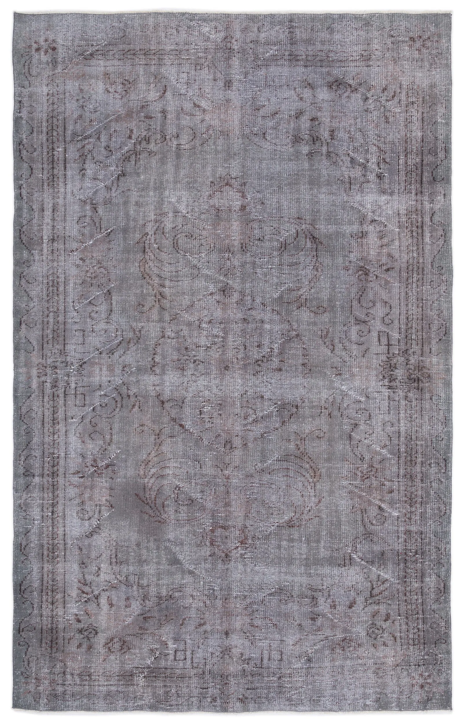 Retro Design Gray Over Dyed Vintage Rug 5'12'' x 9'9'' ft 182 x 297 cm