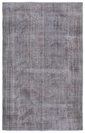 Retro Design Gray Over Dyed Vintage Rug 5'12'' x 9'9'' ft 182 x 297 cm