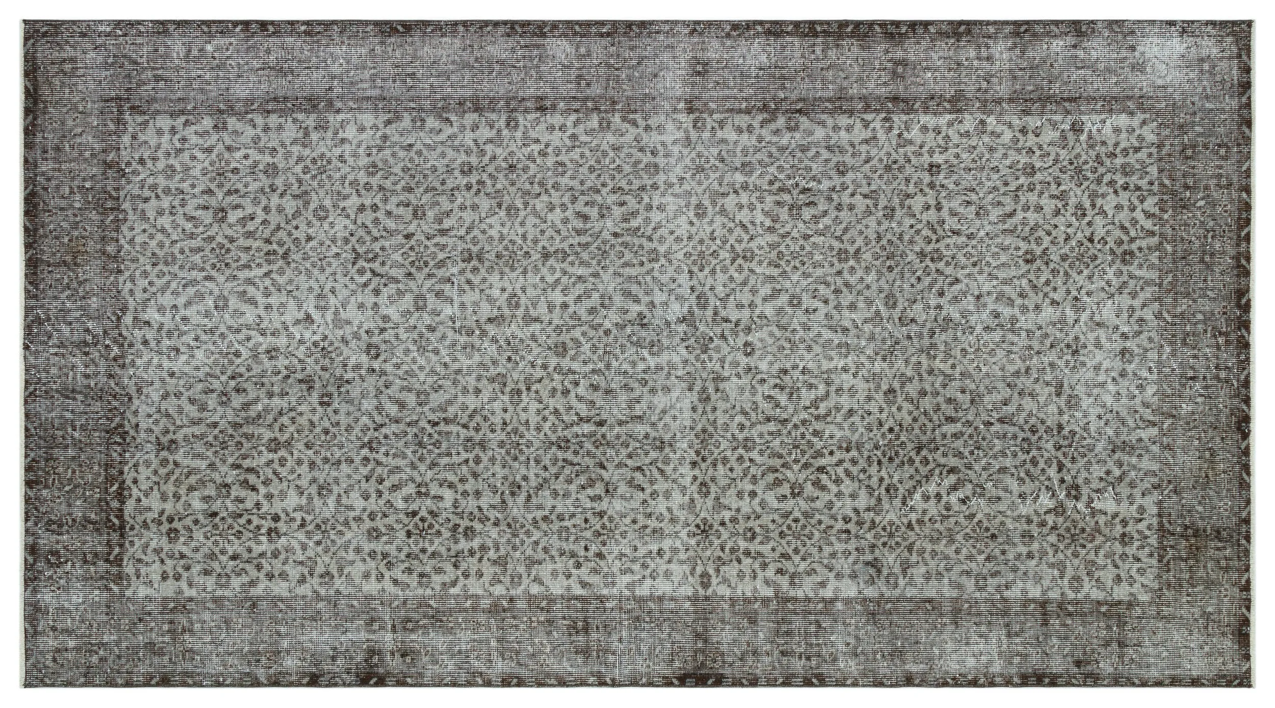 Retro Design Gray Over Dyed Vintage Rug 5'2'' x 9'4'' ft 157 x 285 cm