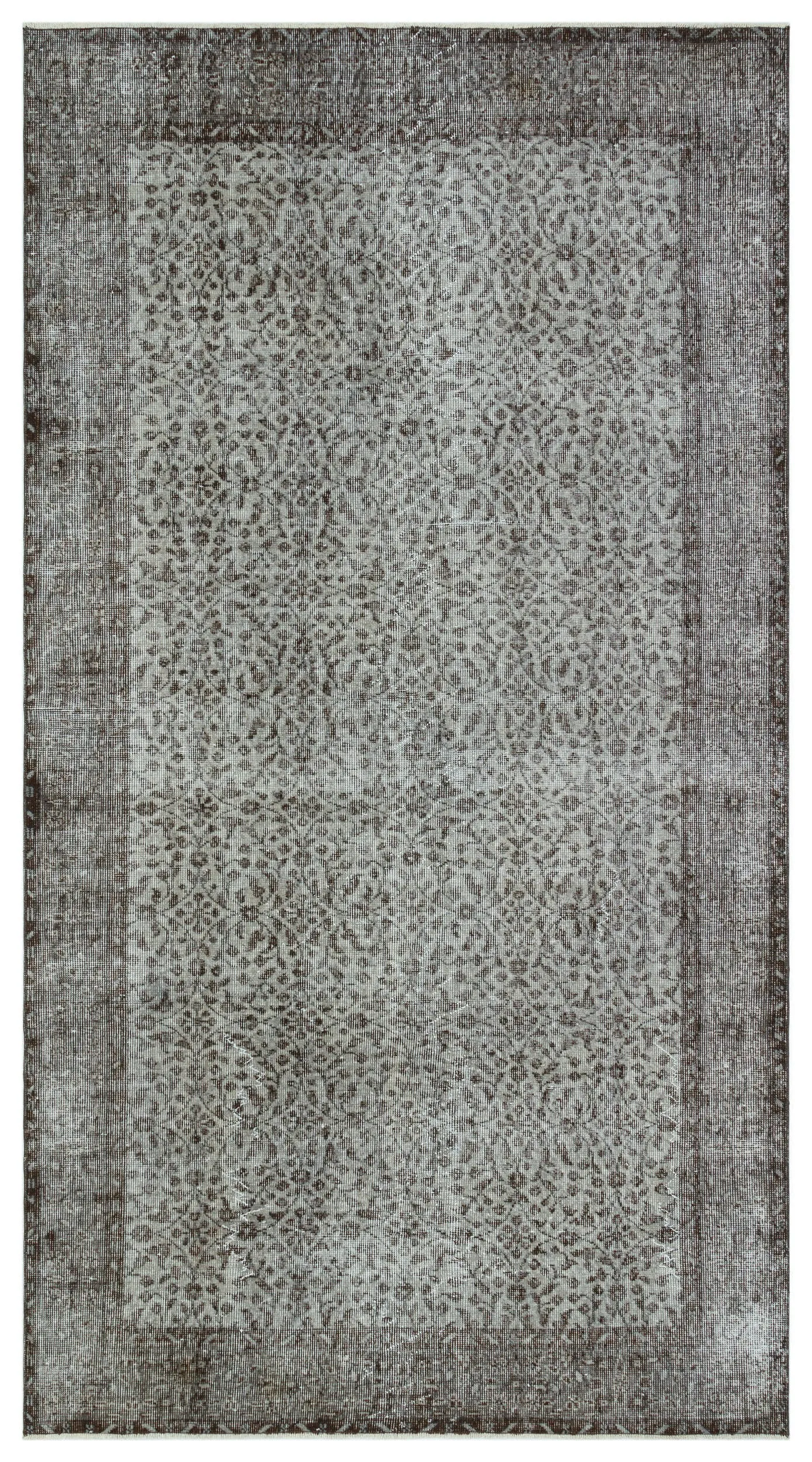 Retro Design Gray Over Dyed Vintage Rug 5'2'' x 9'4'' ft 157 x 285 cm