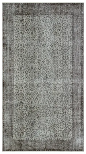 Retro Design Gray Over Dyed Vintage Rug 5'2'' x 9'4'' ft 157 x 285 cm
