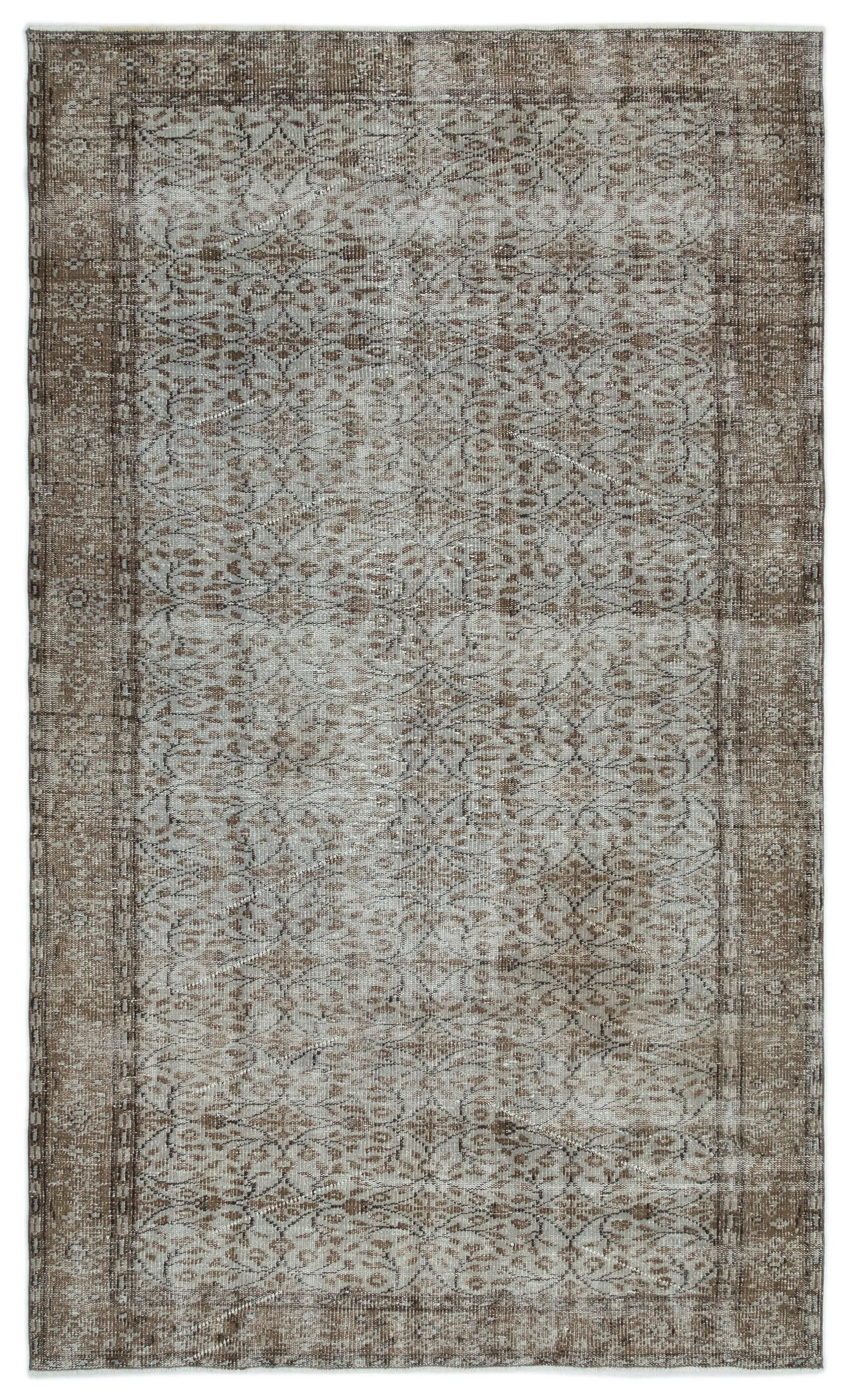 Retro Design Gray Over Dyed Vintage Rug 5'3'' x 8'8'' ft 159 x 264 cm