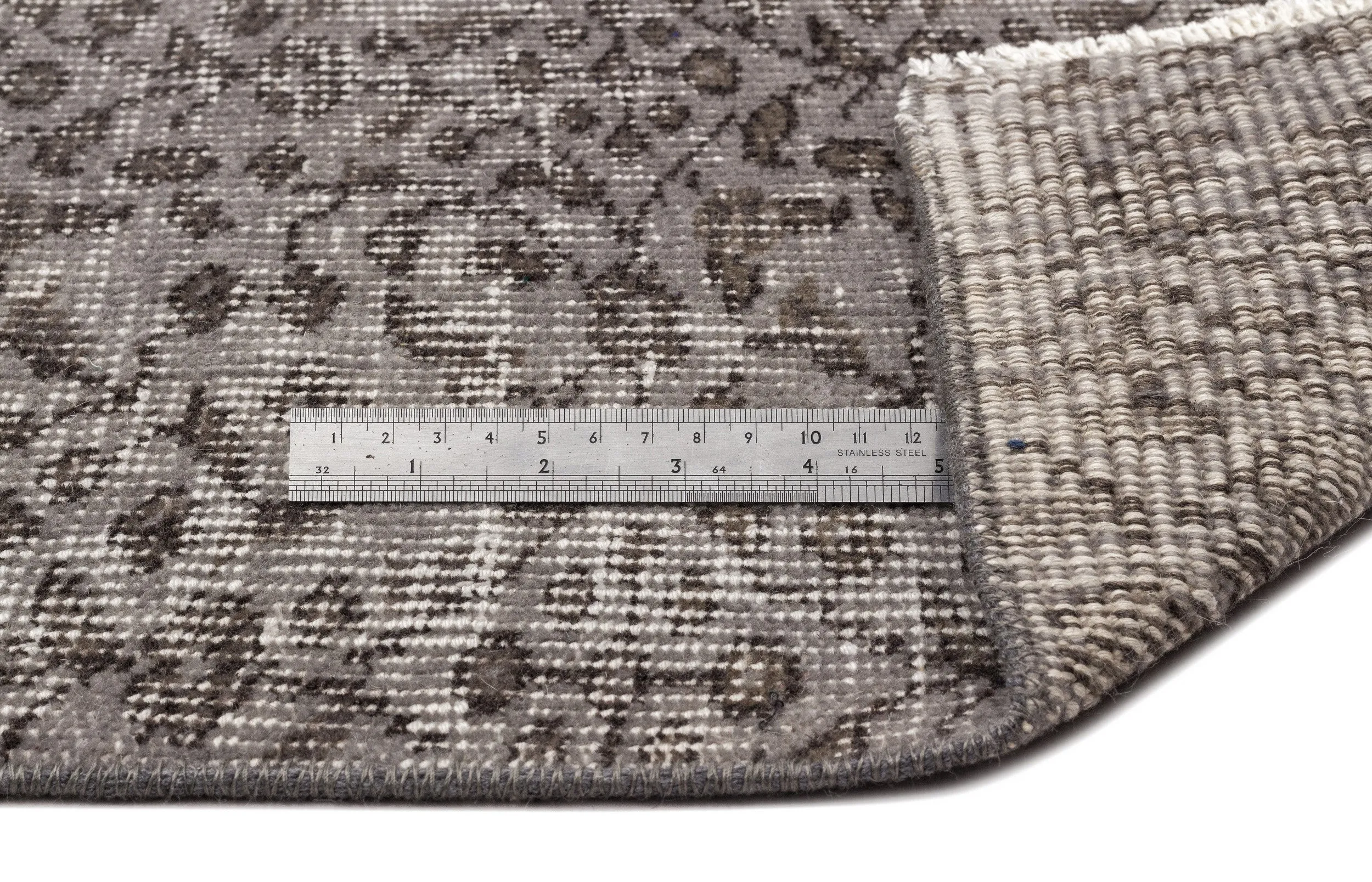 Retro Design Gray Over Dyed Vintage Rug 5'6'' x 9'5'' ft 167 x 287 cm