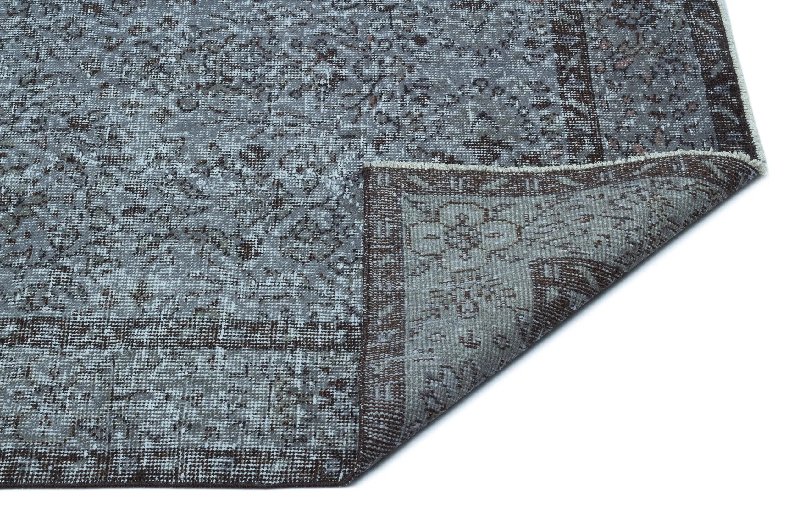Retro Design Gray Over Dyed Vintage Rug 5'6'' x 9'8'' ft 168 x 295 cm