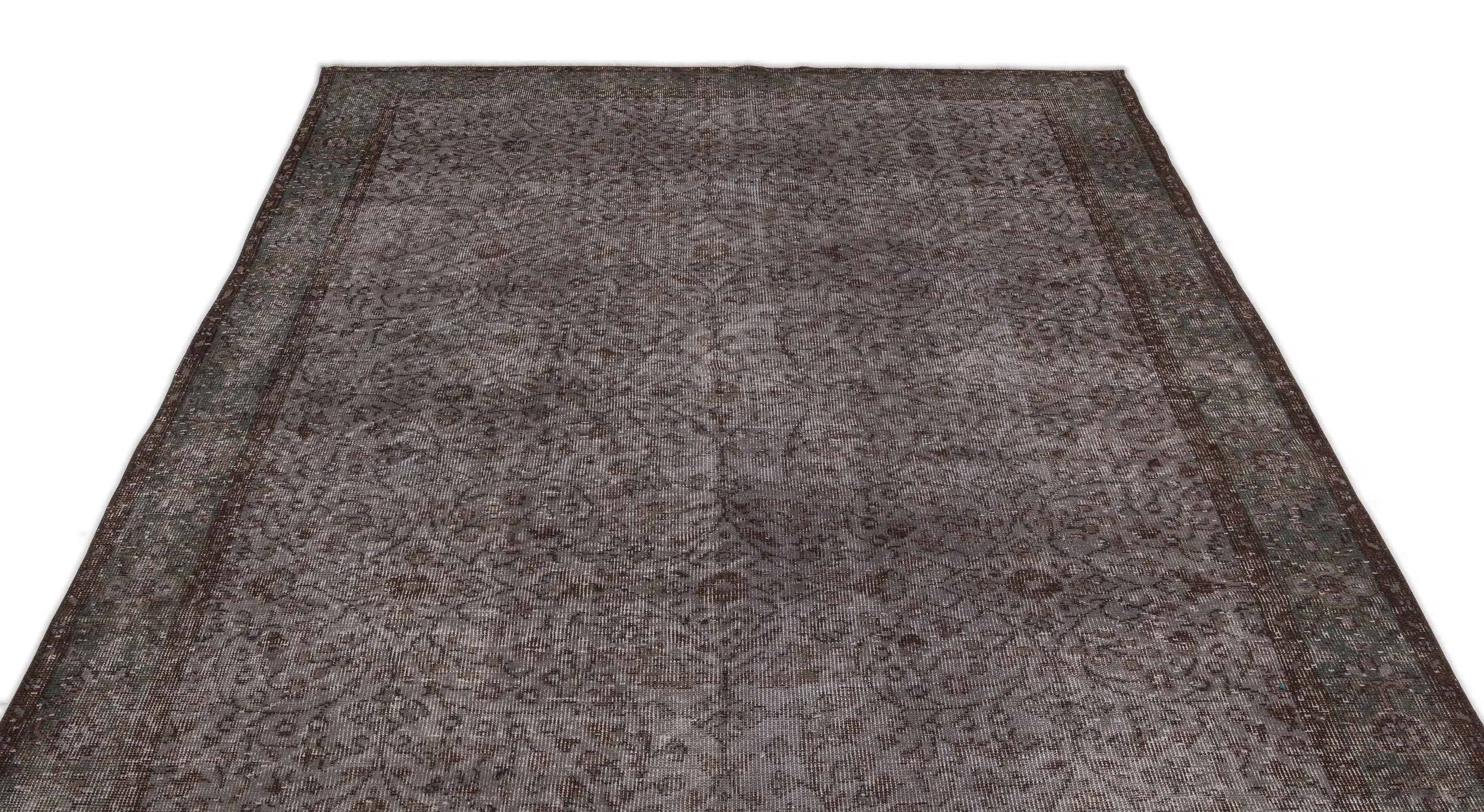 Retro Design Gray Over Dyed Vintage Rug 5'9'' x 9'7'' ft 174 x 292 cm