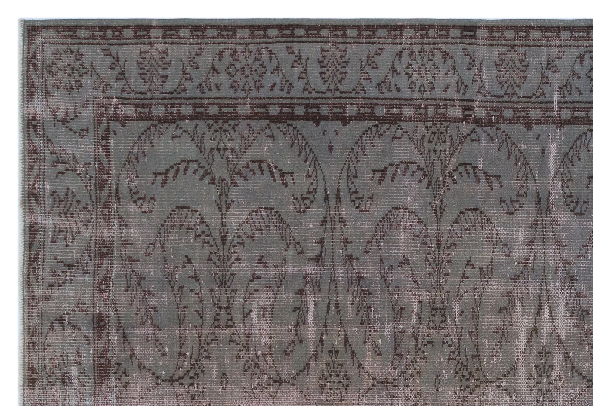 Retro Design Gray Over Dyed Vintage Rug 6'3'' x 9'1'' ft 190 x 277 cm