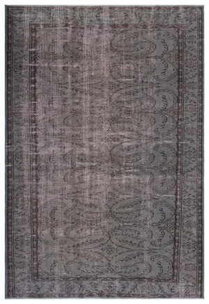 Retro Design Gray Over Dyed Vintage Rug 6'3'' x 9'1'' ft 190 x 277 cm