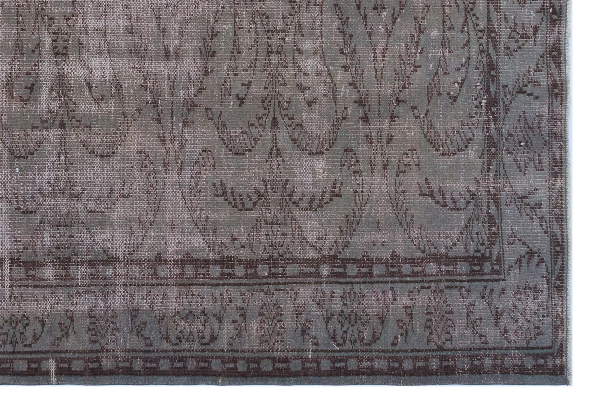 Retro Design Gray Over Dyed Vintage Rug 6'3'' x 9'1'' ft 190 x 277 cm