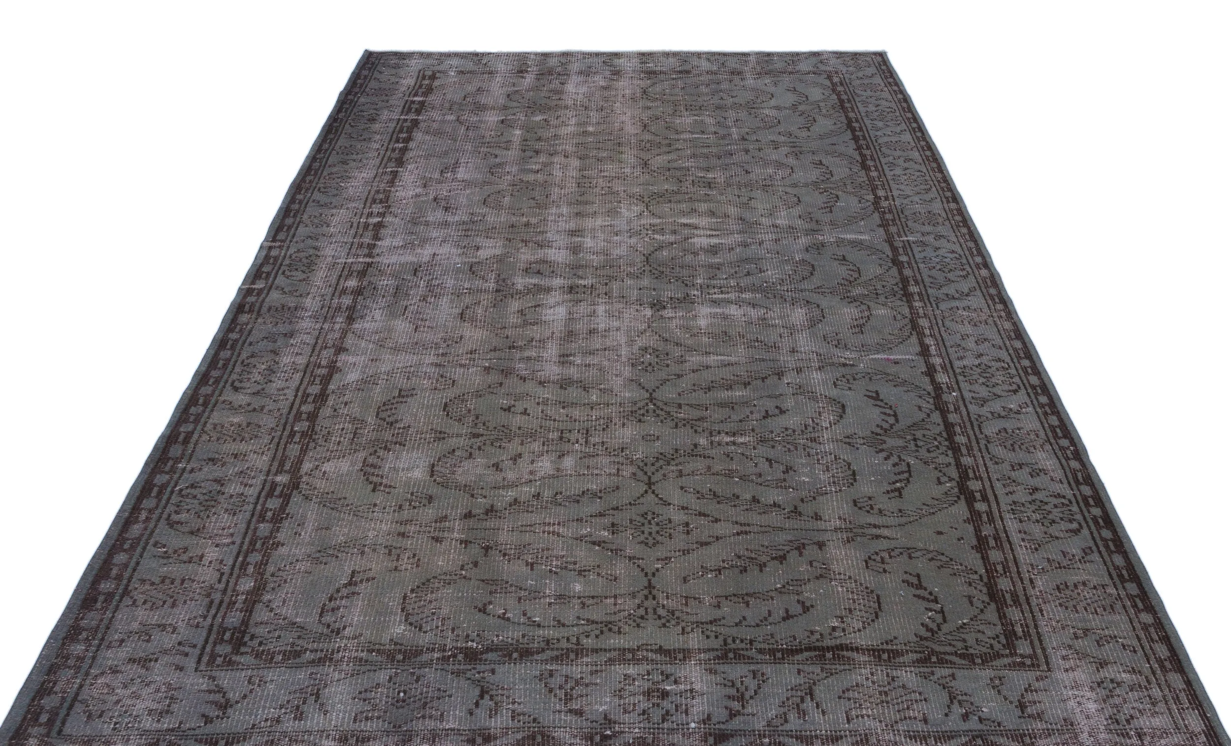 Retro Design Gray Over Dyed Vintage Rug 6'3'' x 9'1'' ft 190 x 277 cm