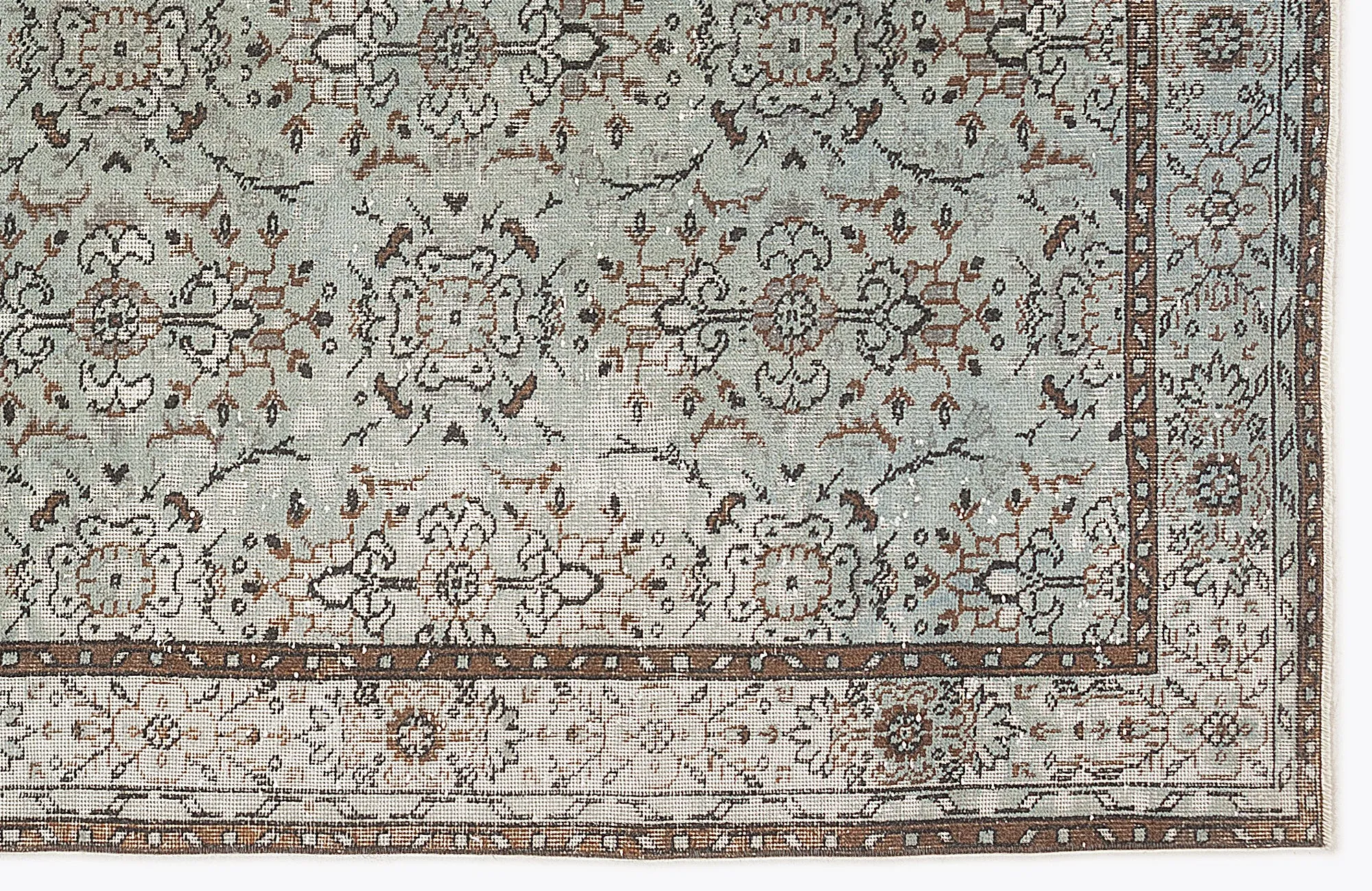 Retro Design Green Over Dyed Vintage Rug 5'6'' x 9'10'' ft 168 x 300 cm