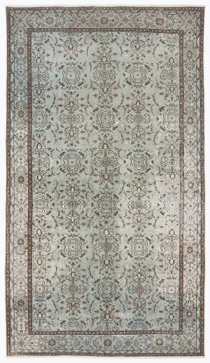 Retro Design Green Over Dyed Vintage Rug 5'6'' x 9'10'' ft 168 x 300 cm