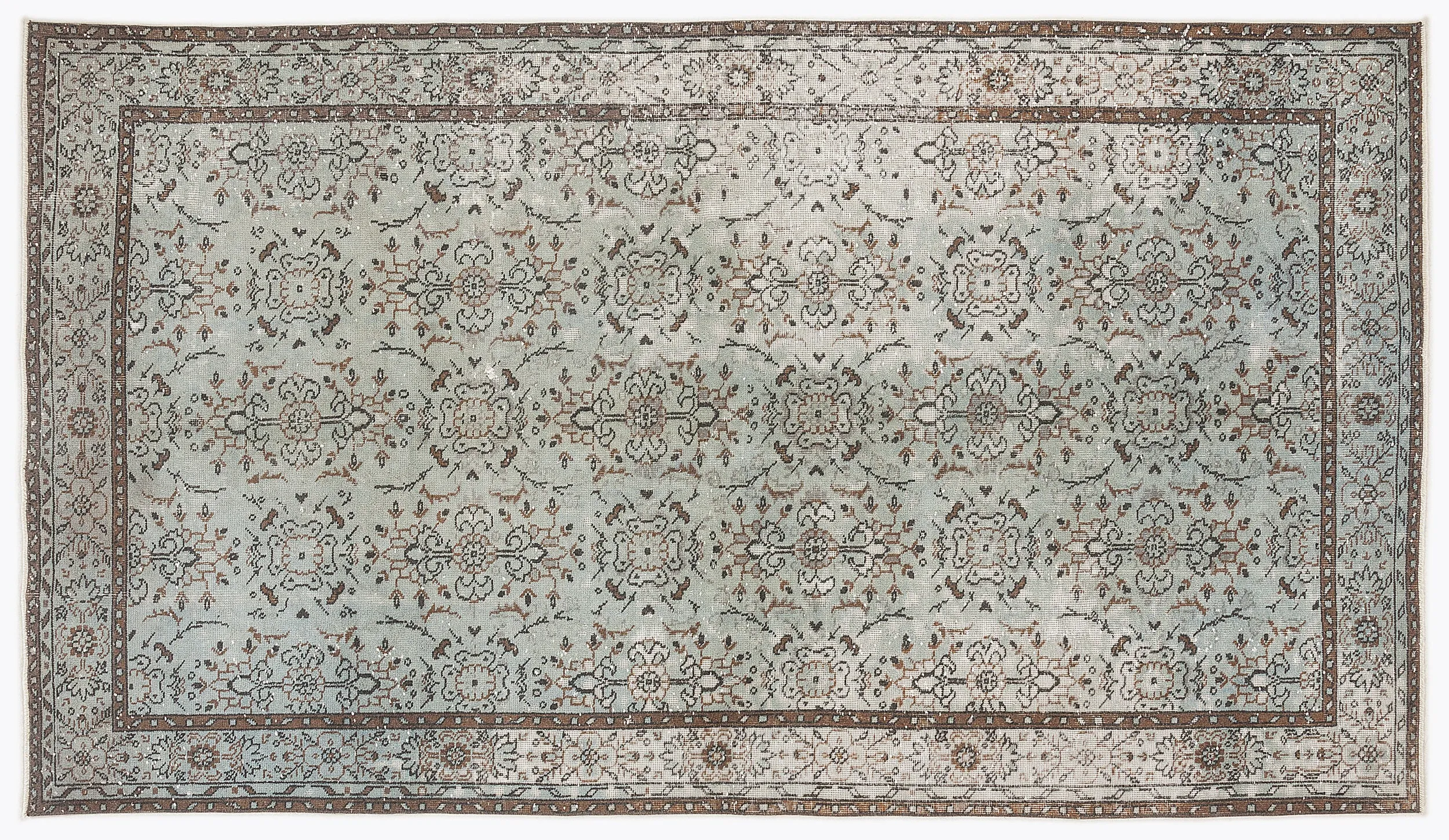 Retro Design Green Over Dyed Vintage Rug 5'6'' x 9'10'' ft 168 x 300 cm