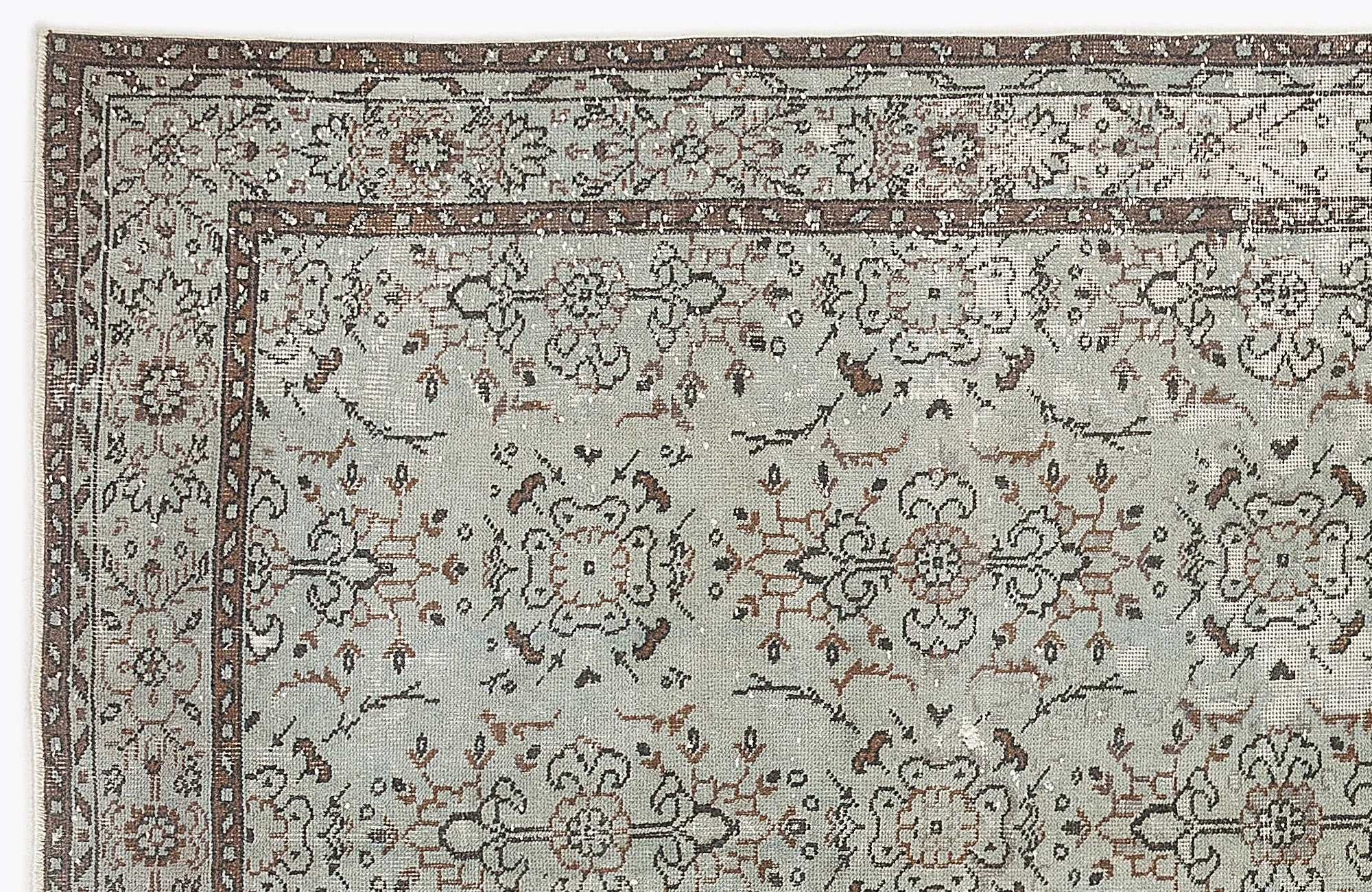 Retro Design Green Over Dyed Vintage Rug 5'6'' x 9'10'' ft 168 x 300 cm