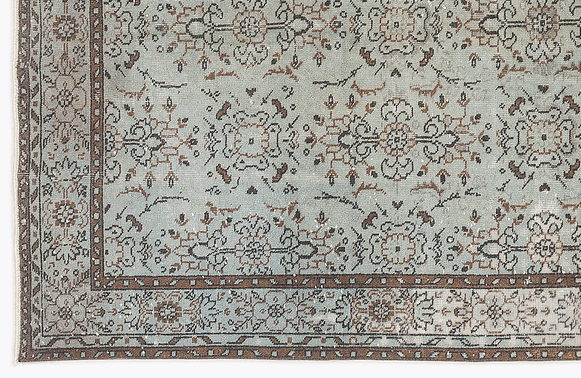 Retro Design Green Over Dyed Vintage Rug 5'6'' x 9'10'' ft 168 x 300 cm