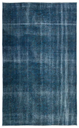 Retro Design Indigo Blue Over Dyed Vintage Rug 5'4'' x 8'11'' ft 162 x 271 cm
