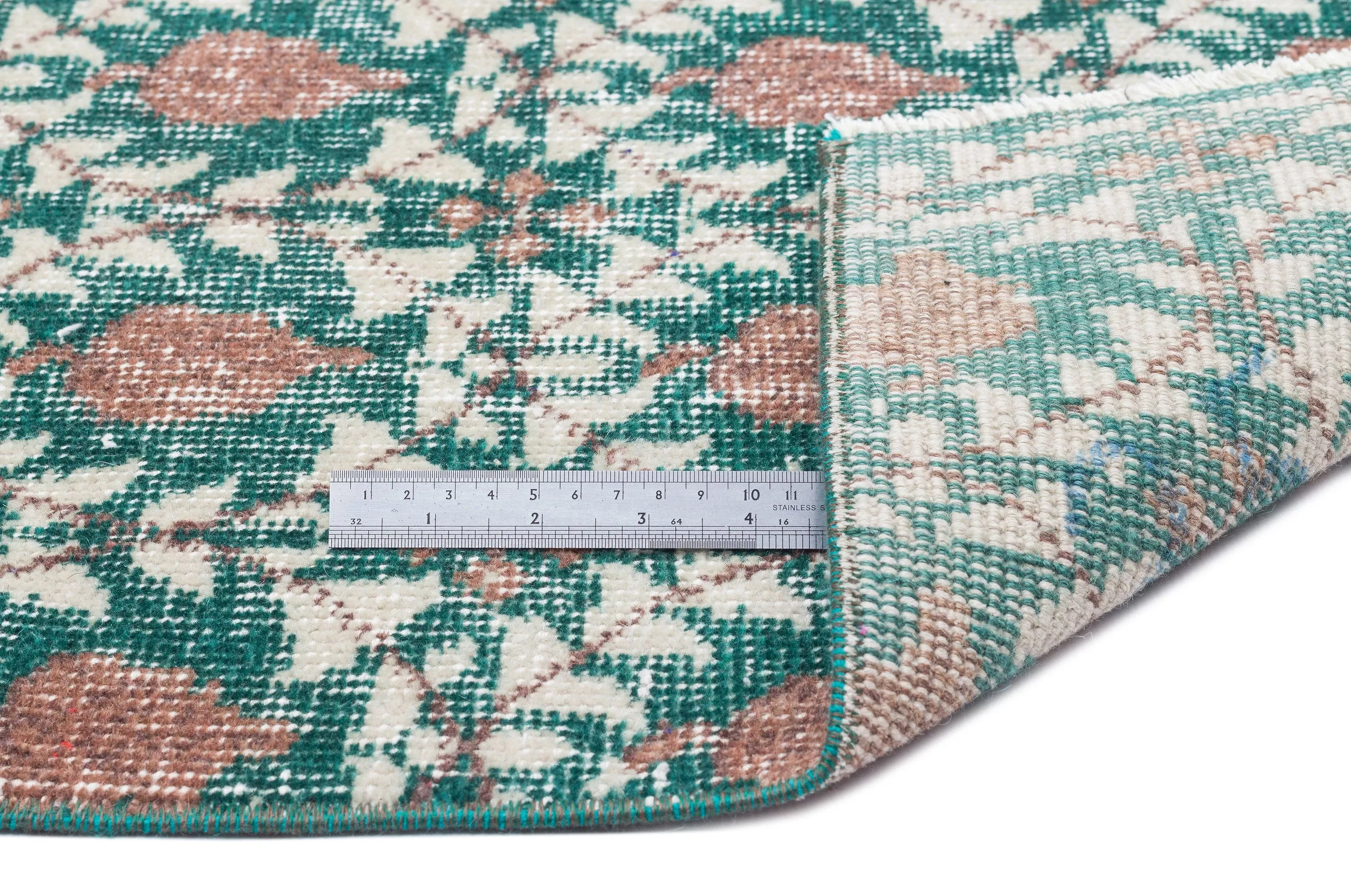 Retro Design Naturel Over Dyed Vintage Rug 3'10'' x 8'2'' ft 117 x 250 cm