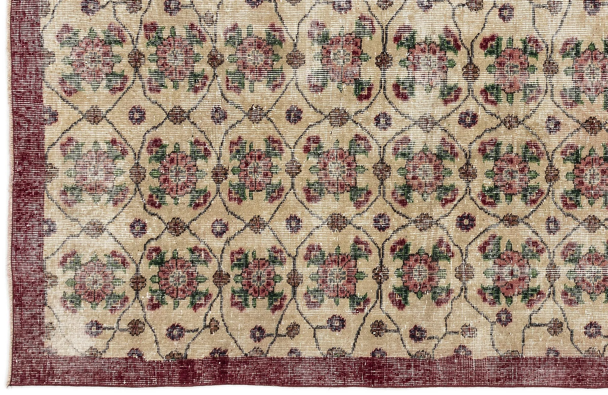 Retro Design Naturel Over Dyed Vintage Rug 3'6'' x 6'7'' ft 107 x 200 cm