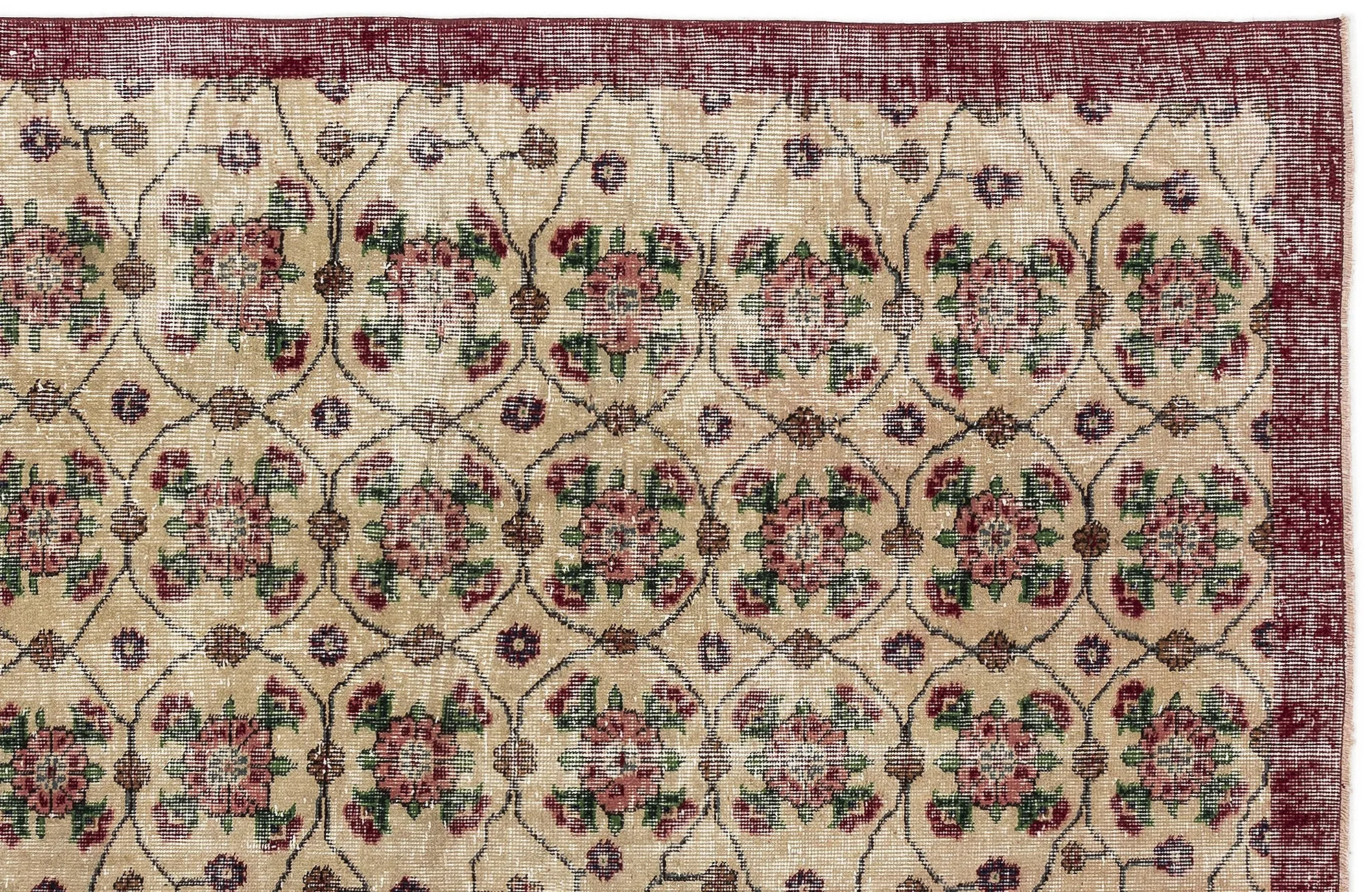 Retro Design Naturel Over Dyed Vintage Rug 3'6'' x 6'7'' ft 107 x 200 cm