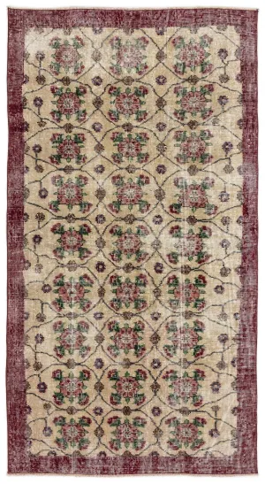 Retro Design Naturel Over Dyed Vintage Rug 3'6'' x 6'7'' ft 107 x 200 cm