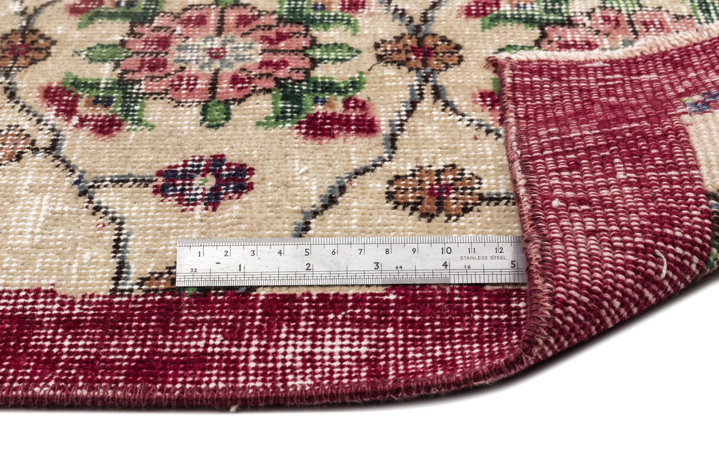 Retro Design Naturel Over Dyed Vintage Rug 3'6'' x 6'7'' ft 107 x 200 cm