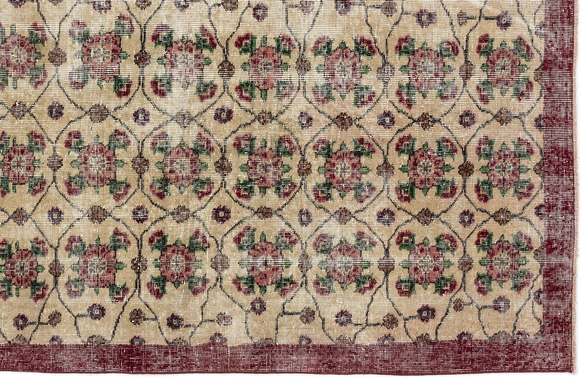 Retro Design Naturel Over Dyed Vintage Rug 3'6'' x 6'7'' ft 107 x 200 cm