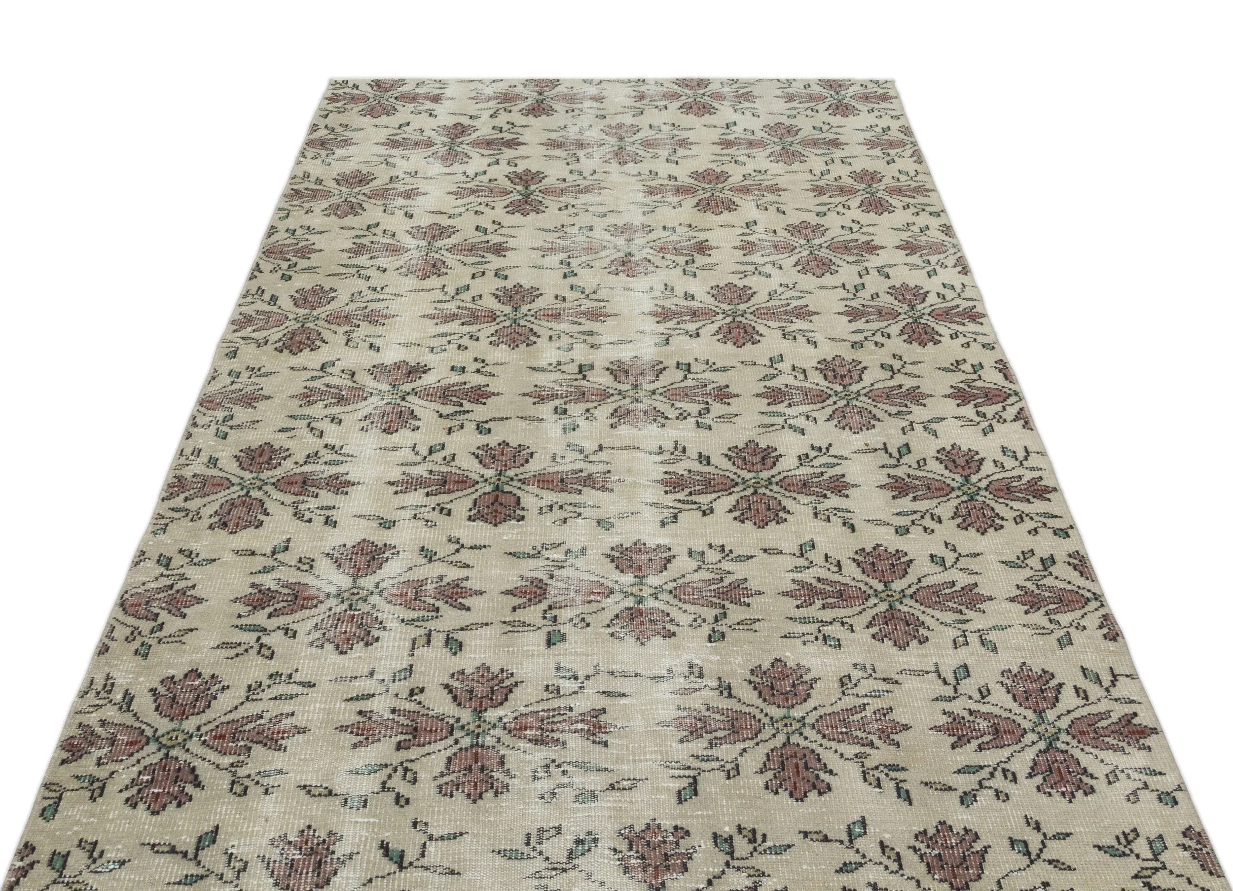 Retro Design Naturel Over Dyed Vintage Rug 4'10'' x 8'8'' ft 147 x 263 cm