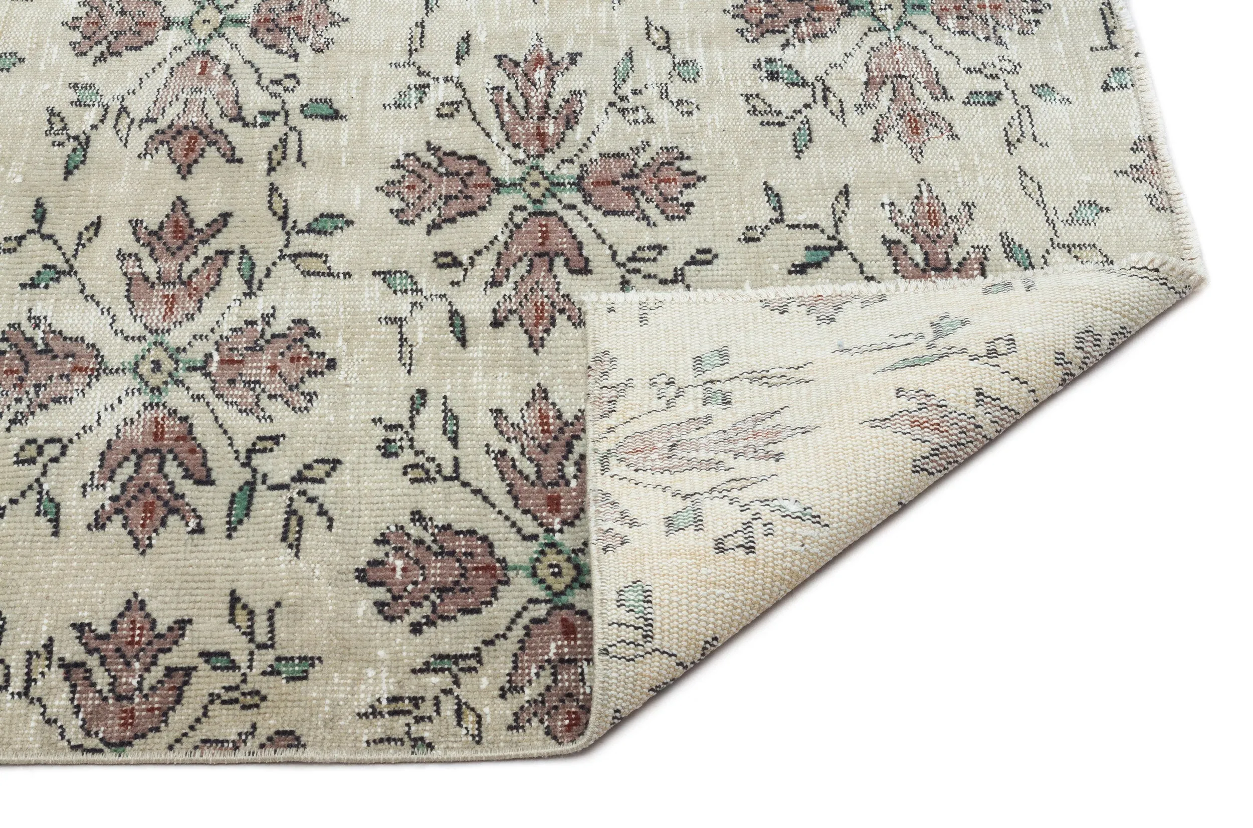 Retro Design Naturel Over Dyed Vintage Rug 4'10'' x 8'8'' ft 147 x 263 cm