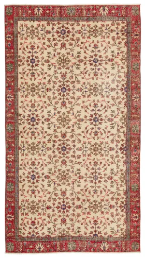 Retro Design Naturel Over Dyed Vintage Rug 4'10'' x 8'8'' ft 147 x 265 cm