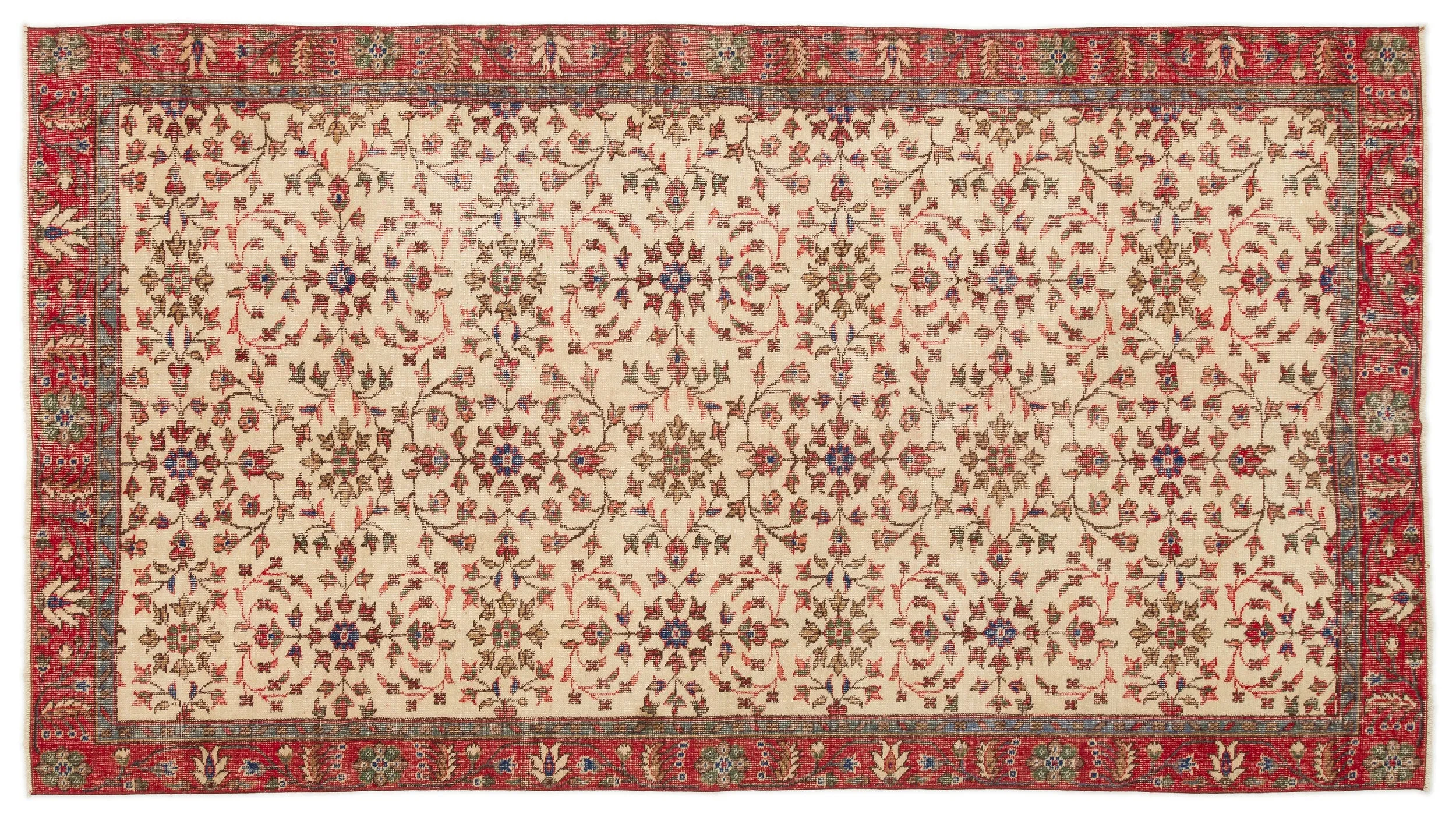 Retro Design Naturel Over Dyed Vintage Rug 4'10'' x 8'8'' ft 147 x 265 cm