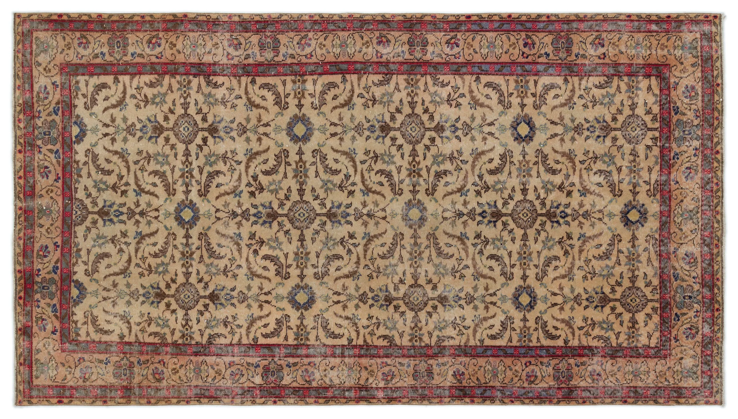Retro Design Naturel Over Dyed Vintage Rug 4'11'' x 8'10'' ft 150 x 268 cm