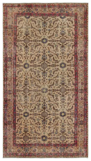 Retro Design Naturel Over Dyed Vintage Rug 4'11'' x 8'10'' ft 150 x 268 cm