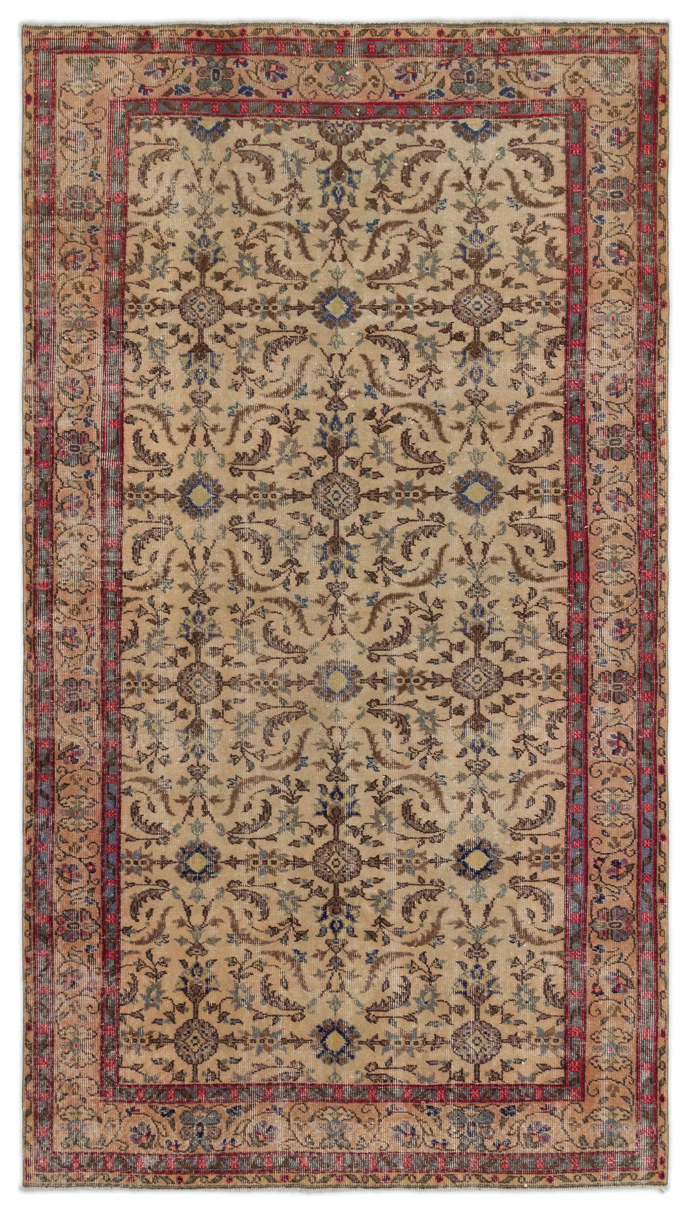 Retro Design Naturel Over Dyed Vintage Rug 4'11'' x 8'10'' ft 150 x 268 cm