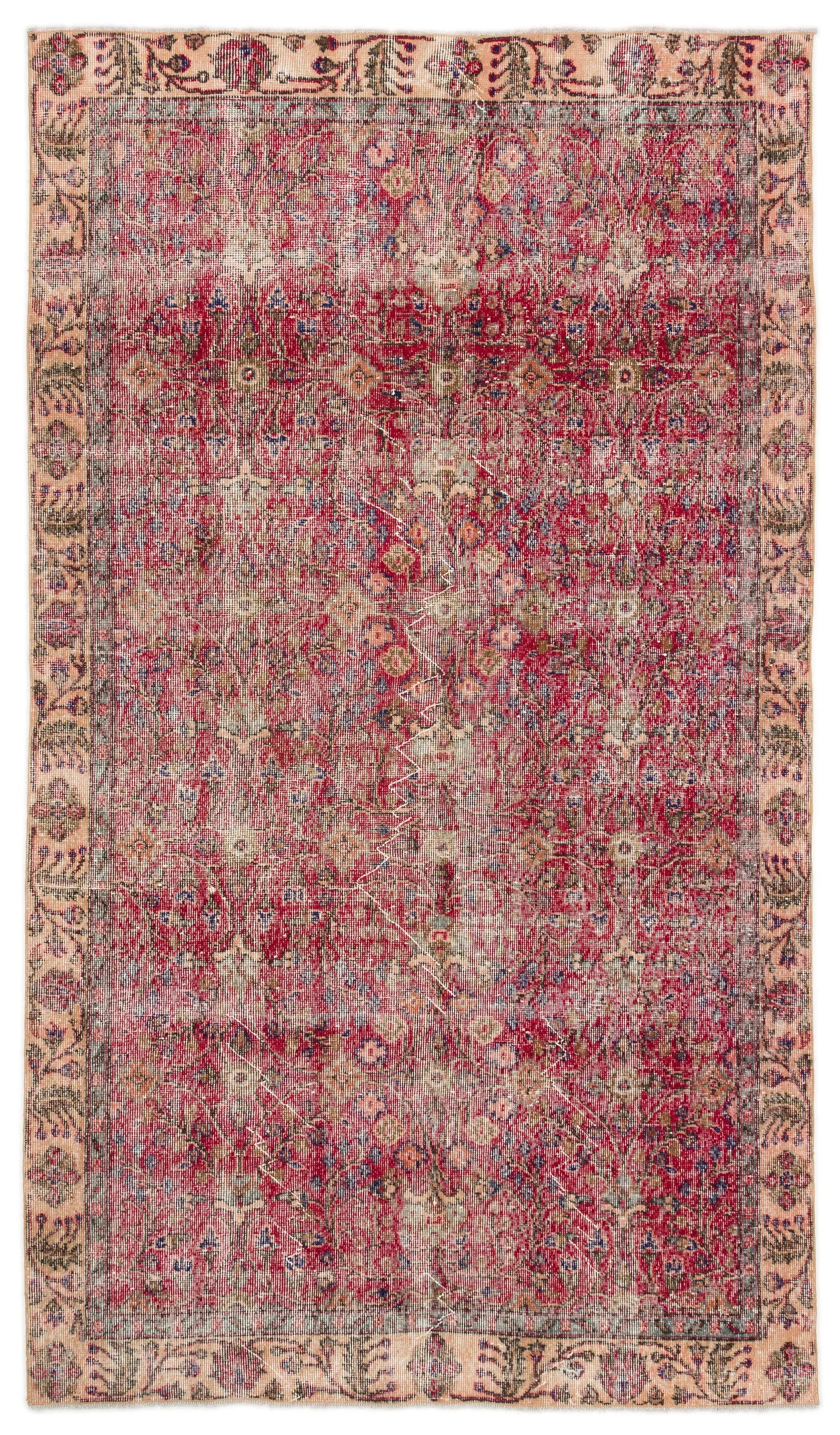 Retro Design Naturel Over Dyed Vintage Rug 4'11'' x 8'7'' ft 151 x 262 cm