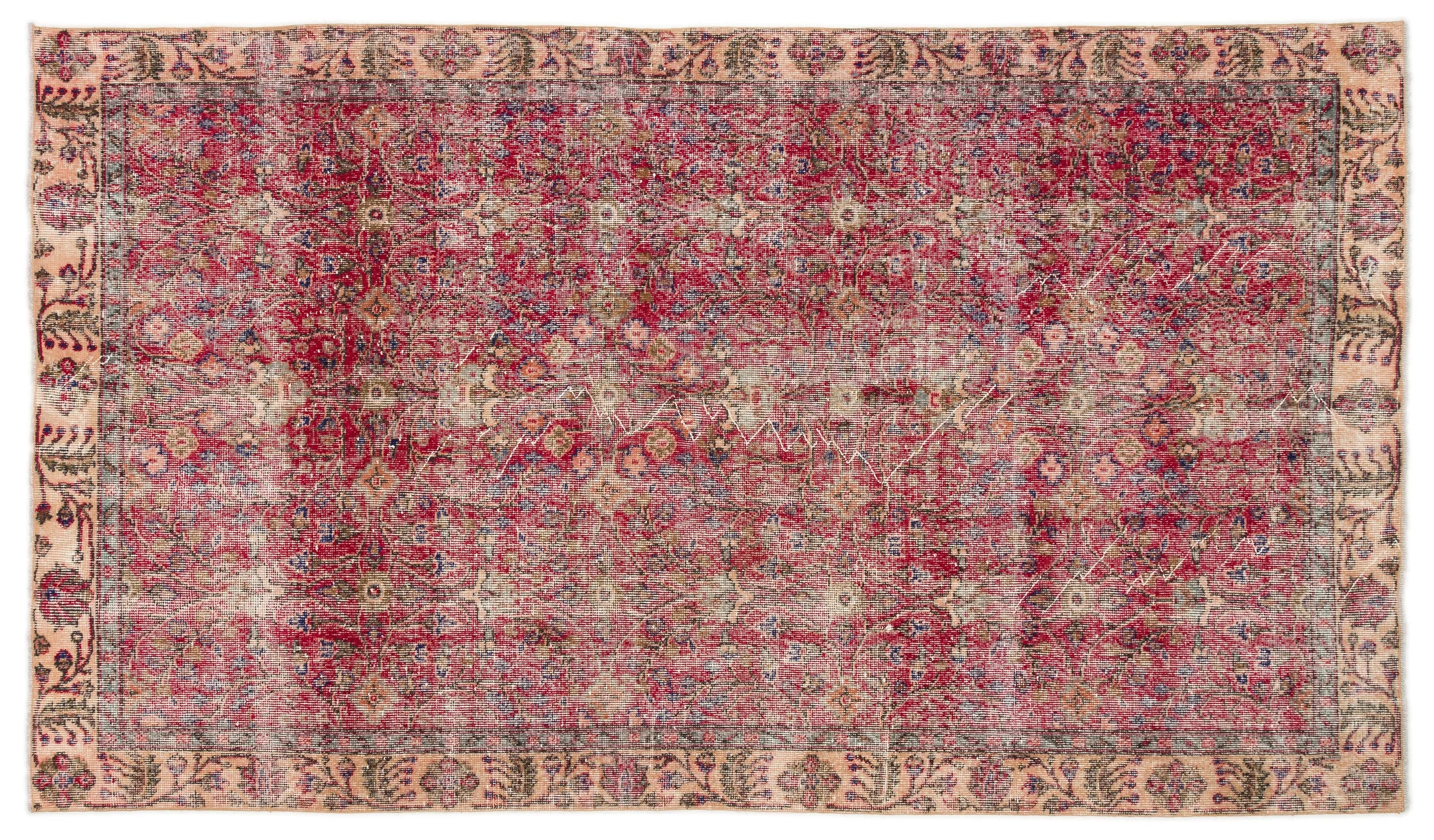 Retro Design Naturel Over Dyed Vintage Rug 4'11'' x 8'7'' ft 151 x 262 cm