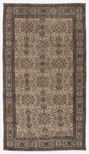 Retro Design Naturel Over Dyed Vintage Rug 4'12'' x 8'11'' ft 152 x 272 cm
