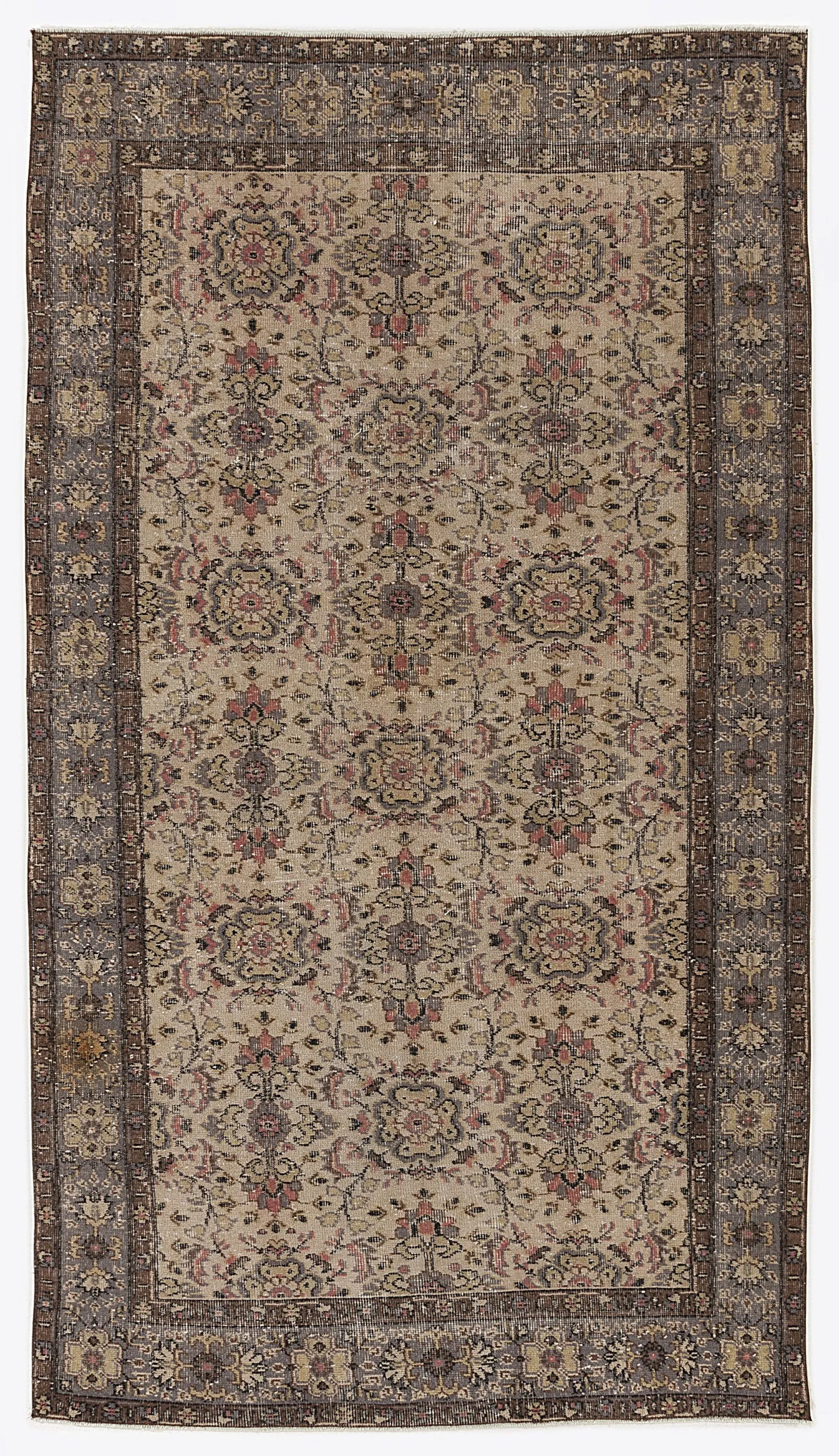 Retro Design Naturel Over Dyed Vintage Rug 4'12'' x 8'11'' ft 152 x 272 cm