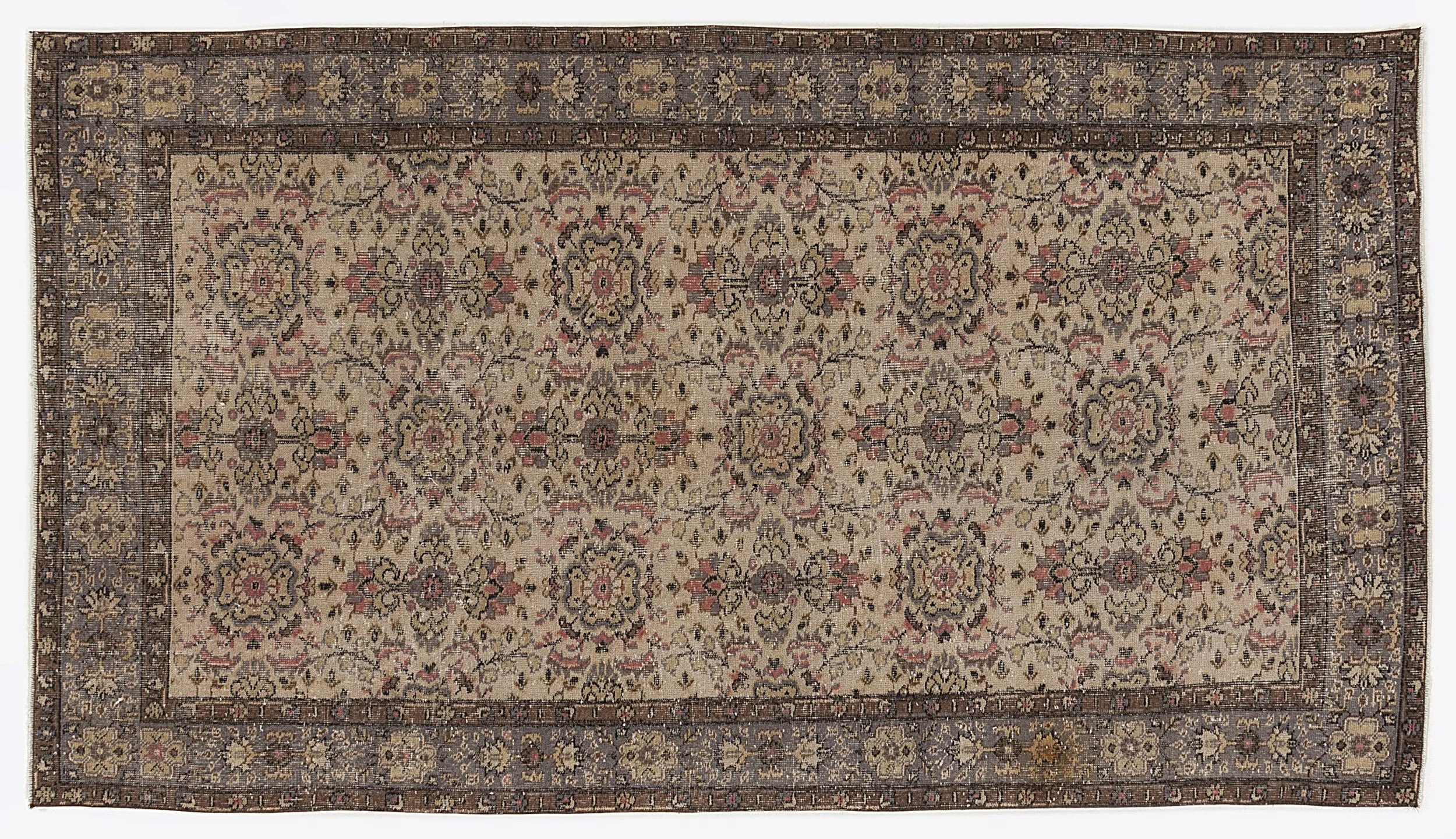 Retro Design Naturel Over Dyed Vintage Rug 4'12'' x 8'11'' ft 152 x 272 cm
