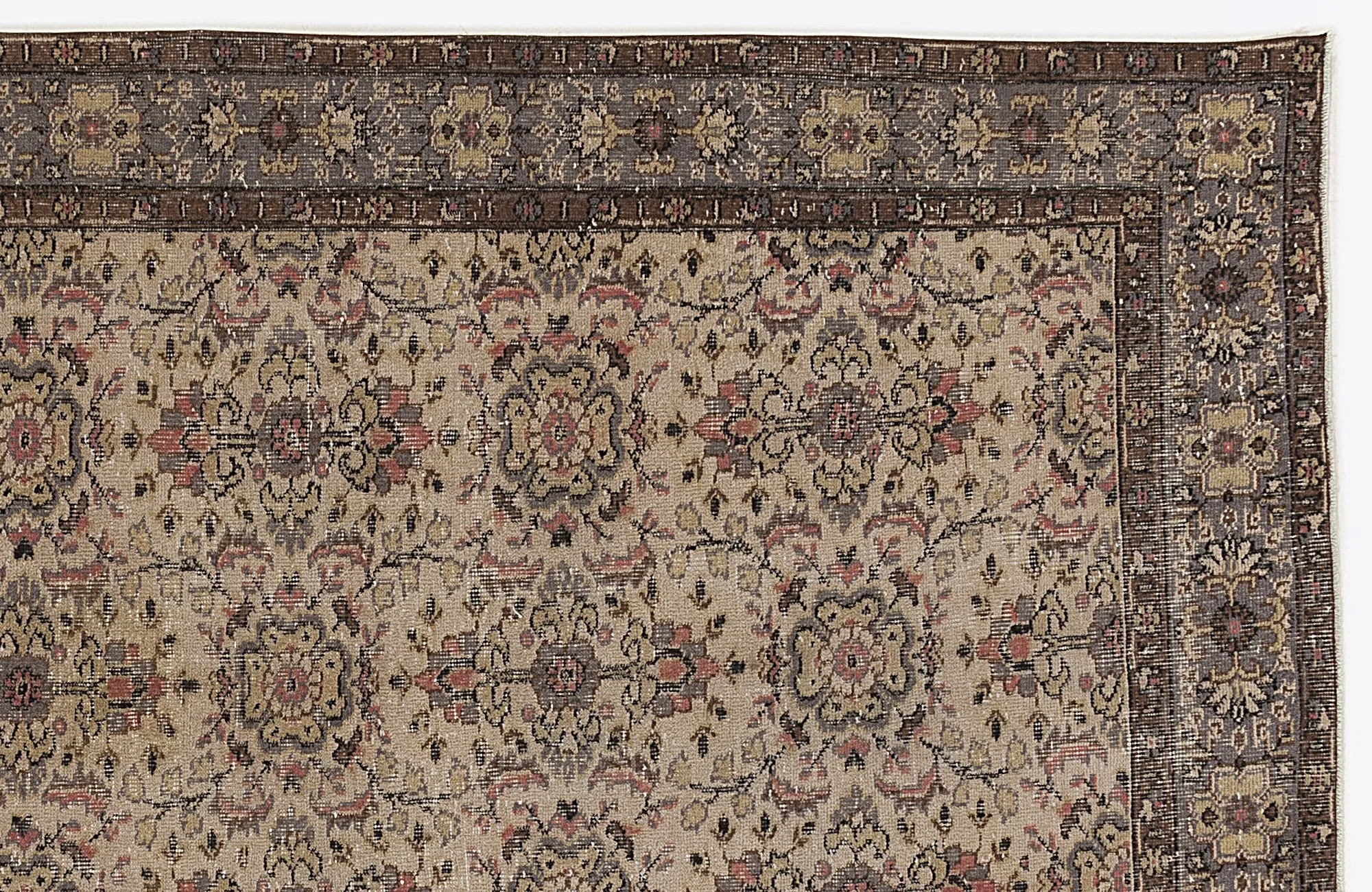 Retro Design Naturel Over Dyed Vintage Rug 4'12'' x 8'11'' ft 152 x 272 cm
