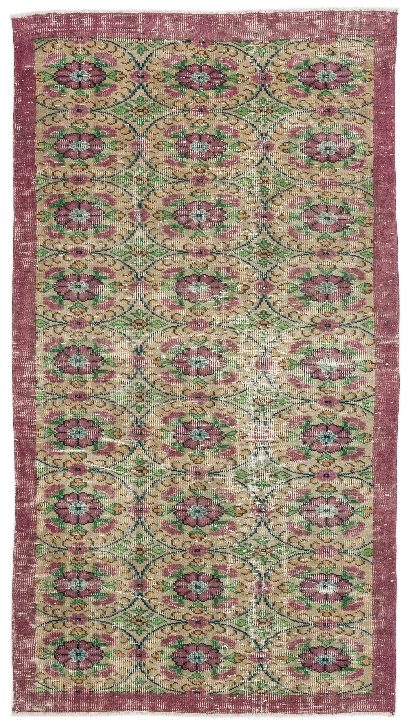 Retro Design Naturel Over Dyed Vintage Rug 4'8'' x 8'9'' ft 143 x 267 cm