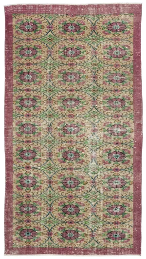 Retro Design Naturel Over Dyed Vintage Rug 4'8'' x 8'9'' ft 143 x 267 cm