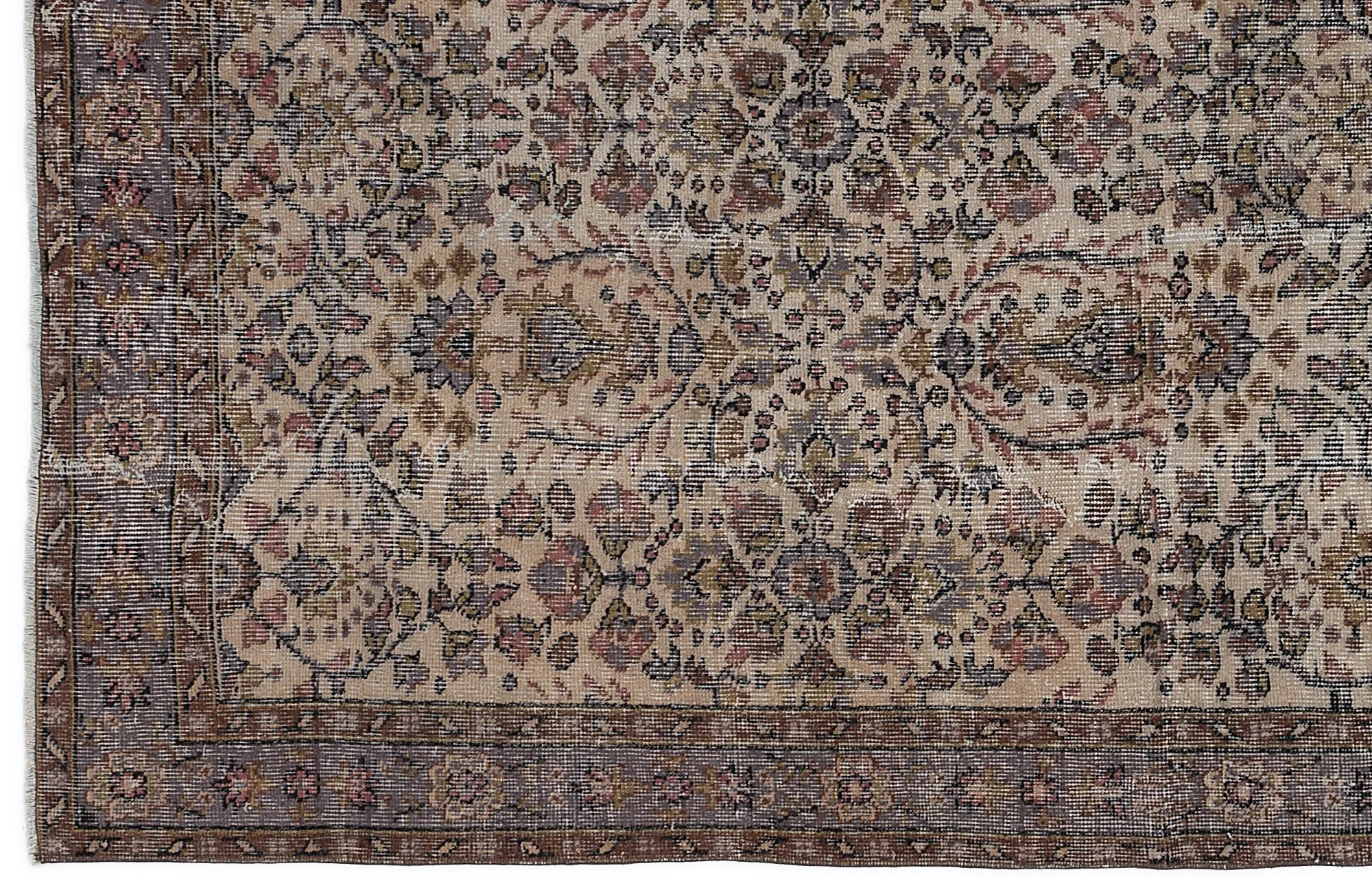 Retro Design Naturel Over Dyed Vintage Rug 5'1'' x 9'0'' ft 154 x 275 cm