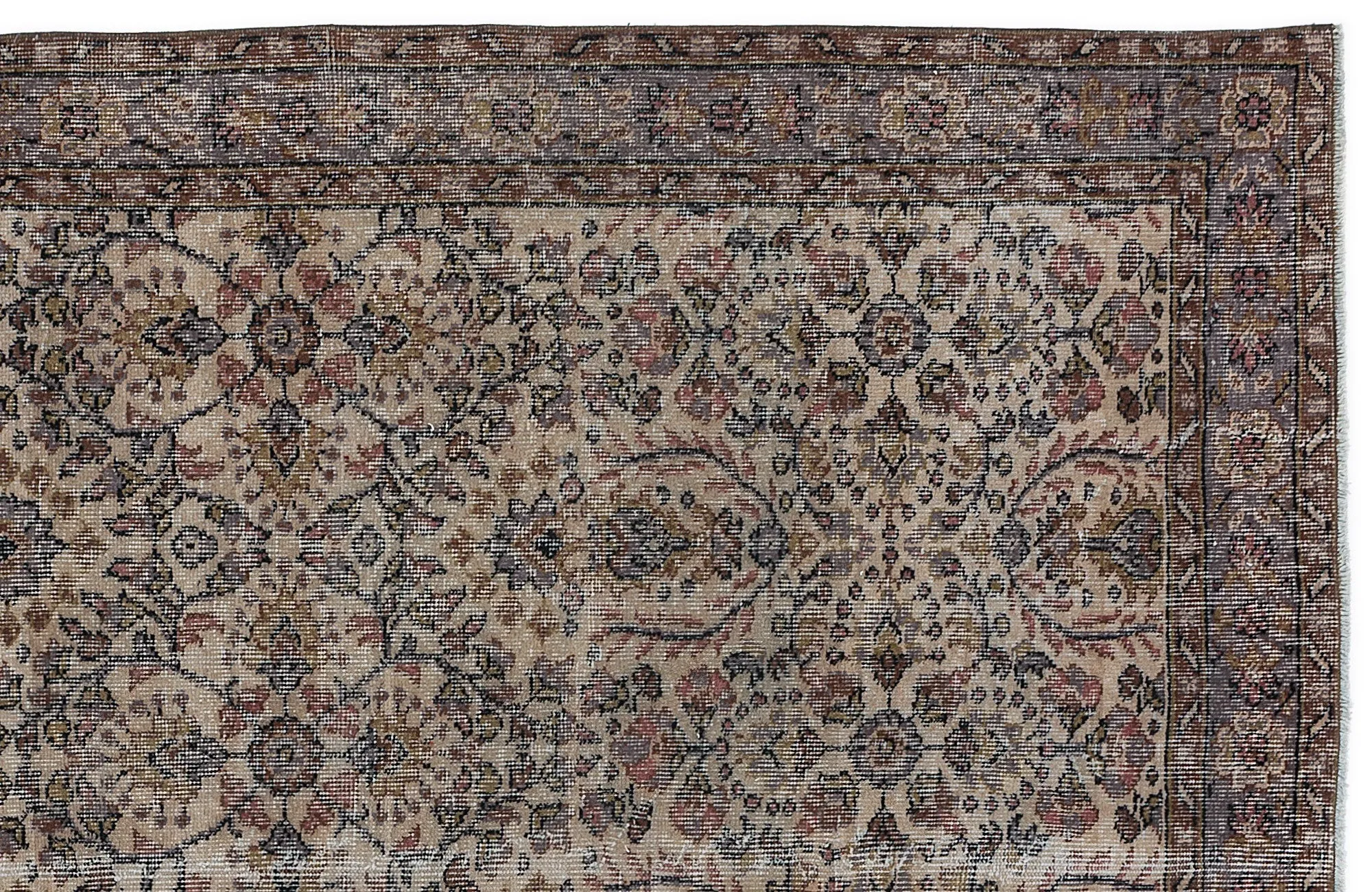Retro Design Naturel Over Dyed Vintage Rug 5'1'' x 9'0'' ft 154 x 275 cm