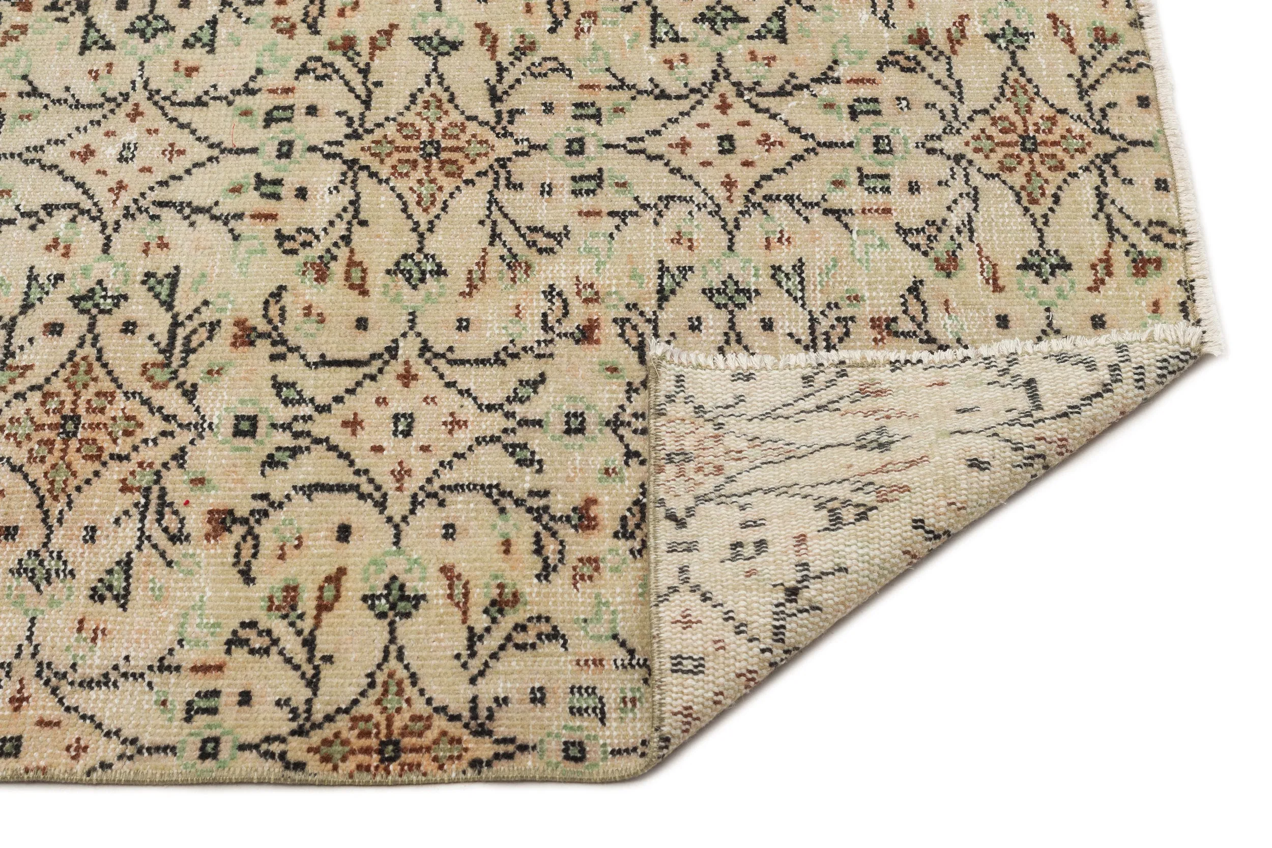 Retro Design Naturel Over Dyed Vintage Rug 5'10'' x 8'12'' ft 177 x 274 cm