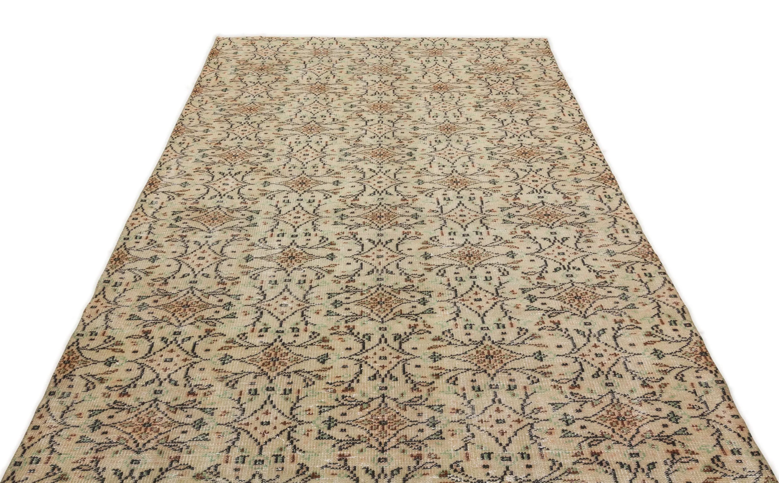 Retro Design Naturel Over Dyed Vintage Rug 5'10'' x 8'12'' ft 177 x 274 cm