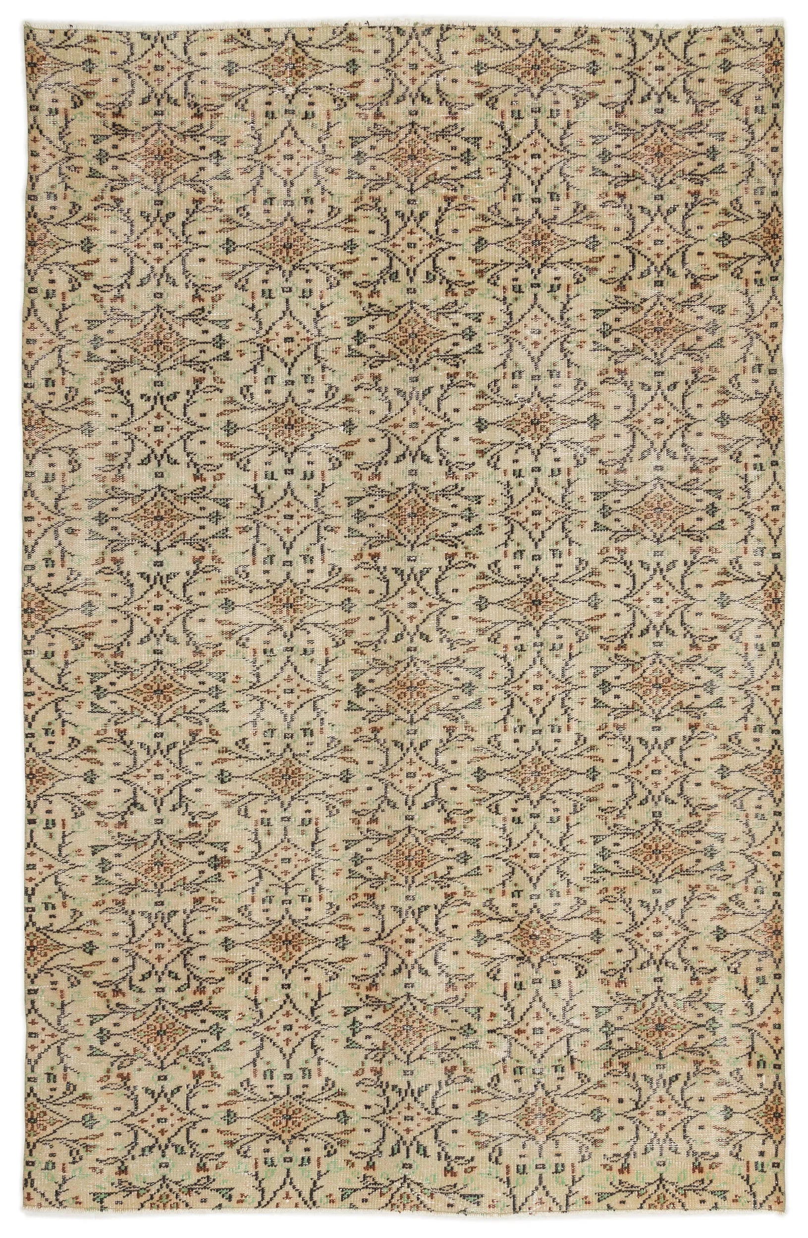 Retro Design Naturel Over Dyed Vintage Rug 5'10'' x 8'12'' ft 177 x 274 cm
