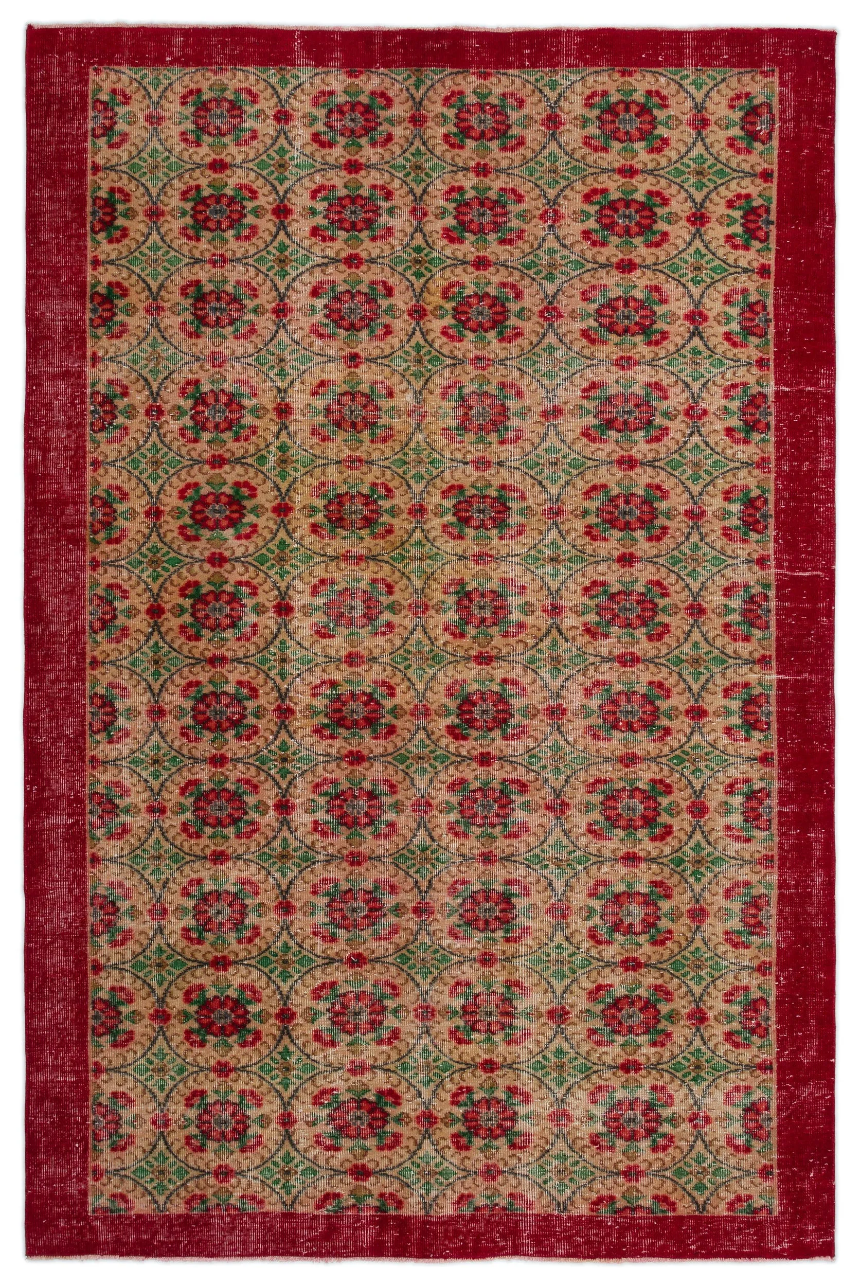 Retro Design Naturel Over Dyed Vintage Rug 5'10'' x 8'9'' ft 178 x 266 cm