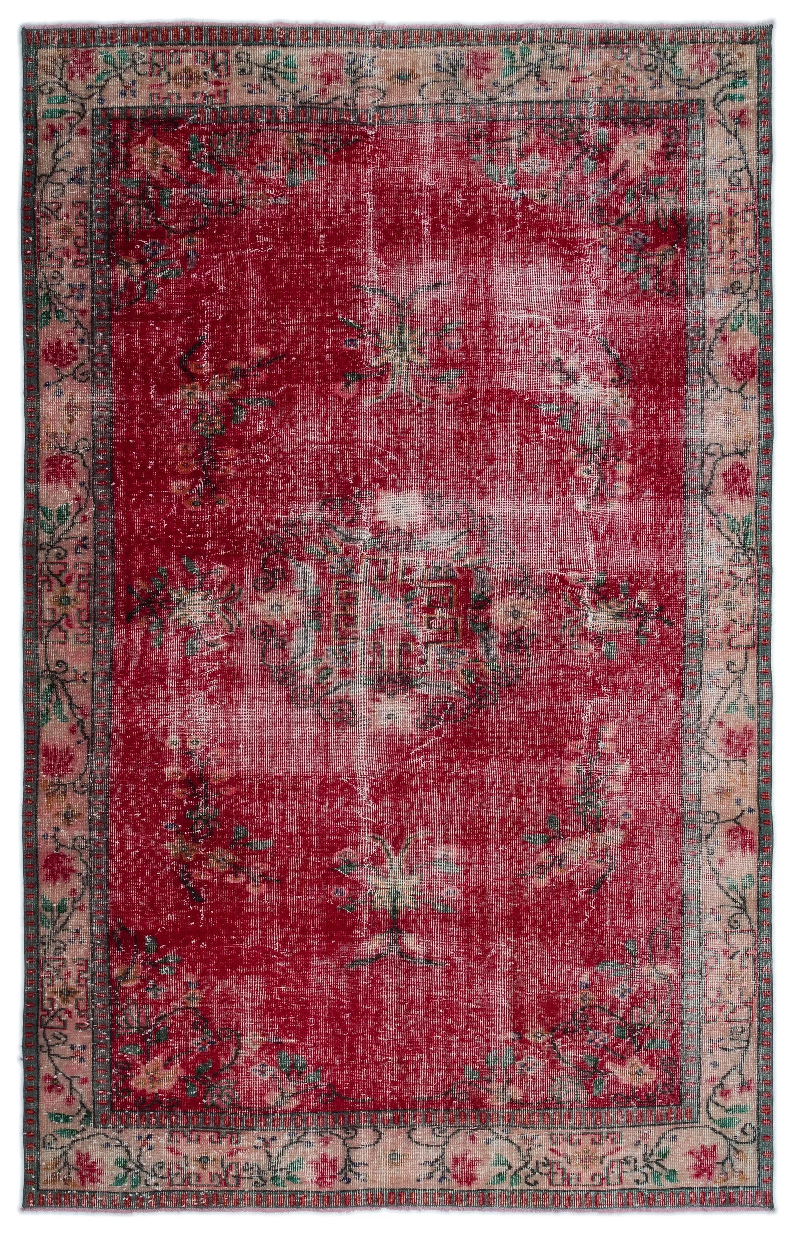 Retro Design Naturel Over Dyed Vintage Rug 5'10'' x 9'3'' ft 178 x 281 cm