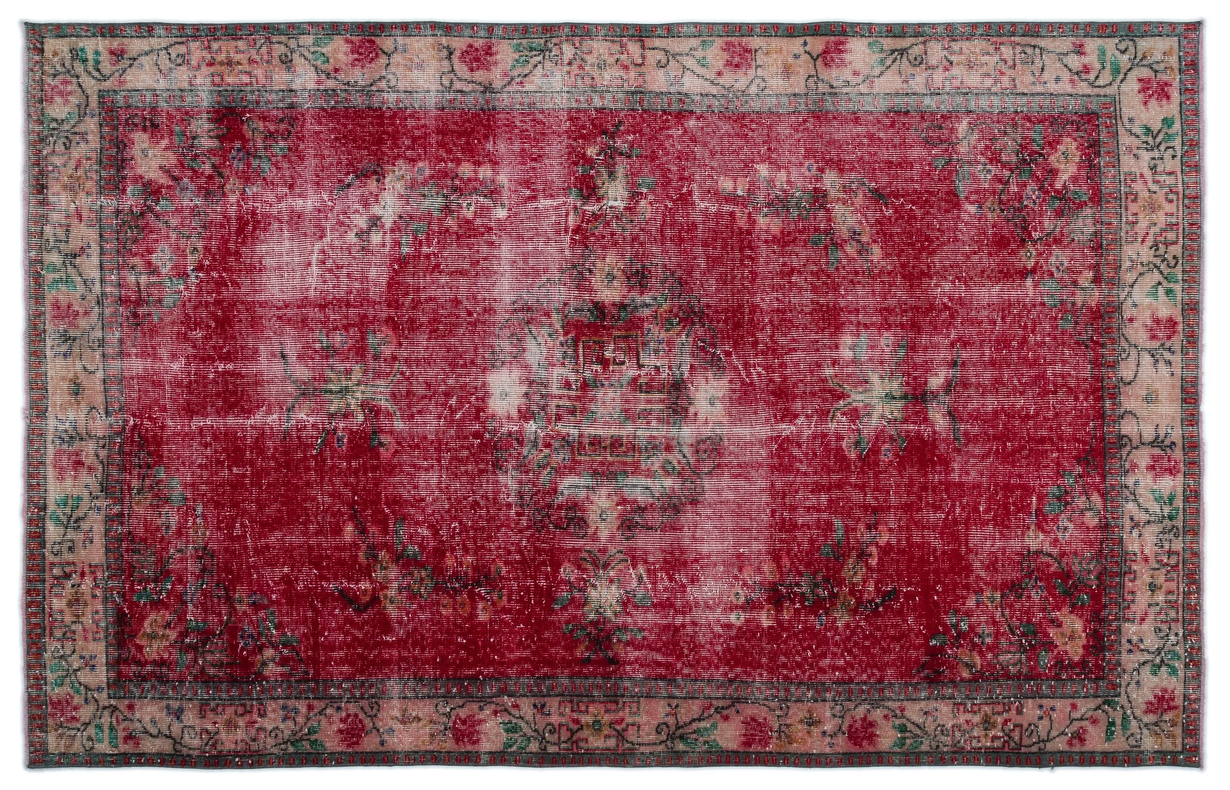 Retro Design Naturel Over Dyed Vintage Rug 5'10'' x 9'3'' ft 178 x 281 cm
