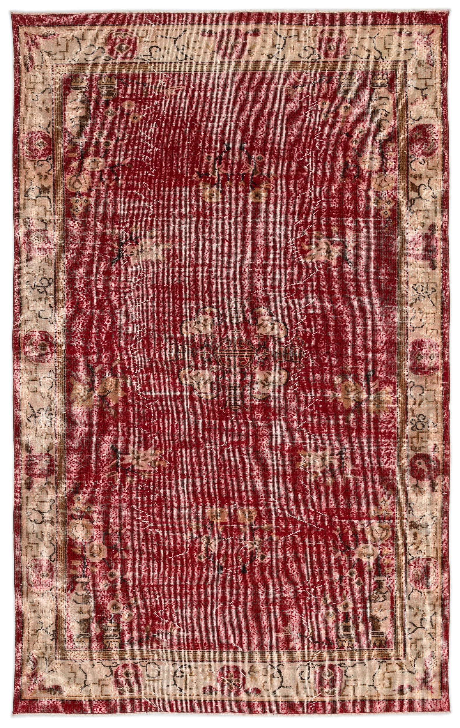 Retro Design Naturel Over Dyed Vintage Rug 5'10'' x 9'8'' ft 178 x 295 cm