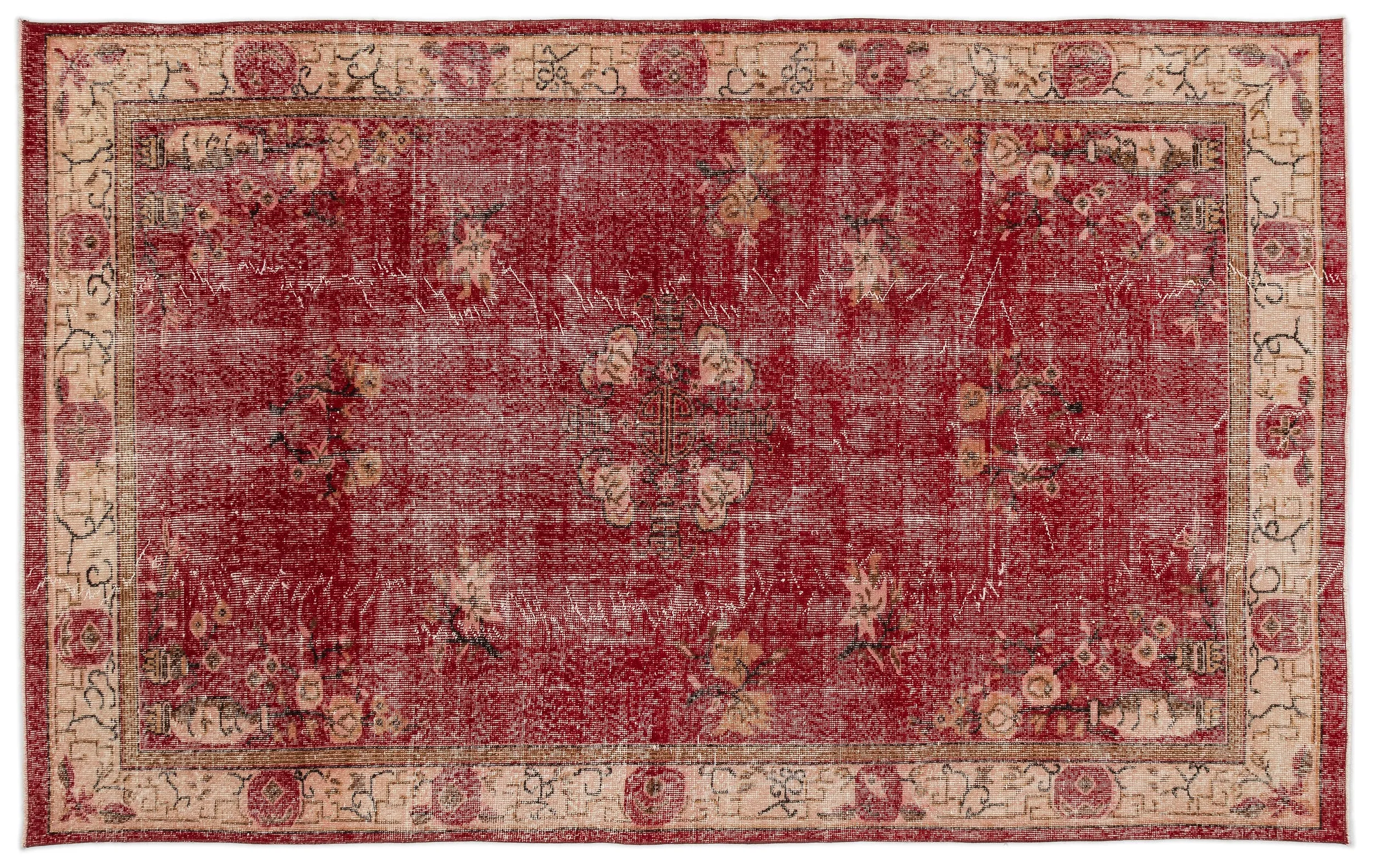 Retro Design Naturel Over Dyed Vintage Rug 5'10'' x 9'8'' ft 178 x 295 cm